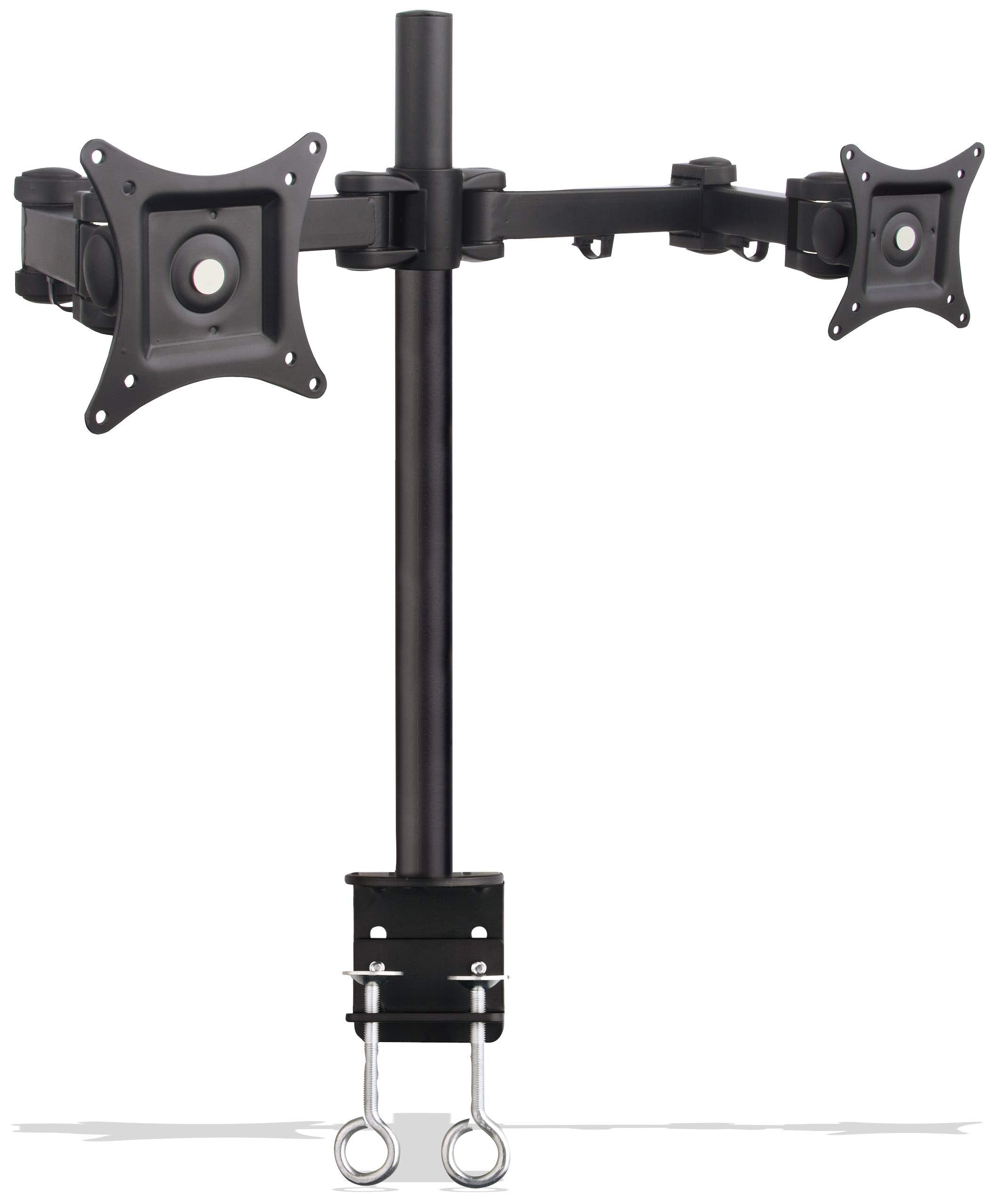 SIIG Tilt/swivel/rotate/Extend Desk Mount for 13 to 27 Inches Dual Monitor, Black (CEMT0Q11S1)