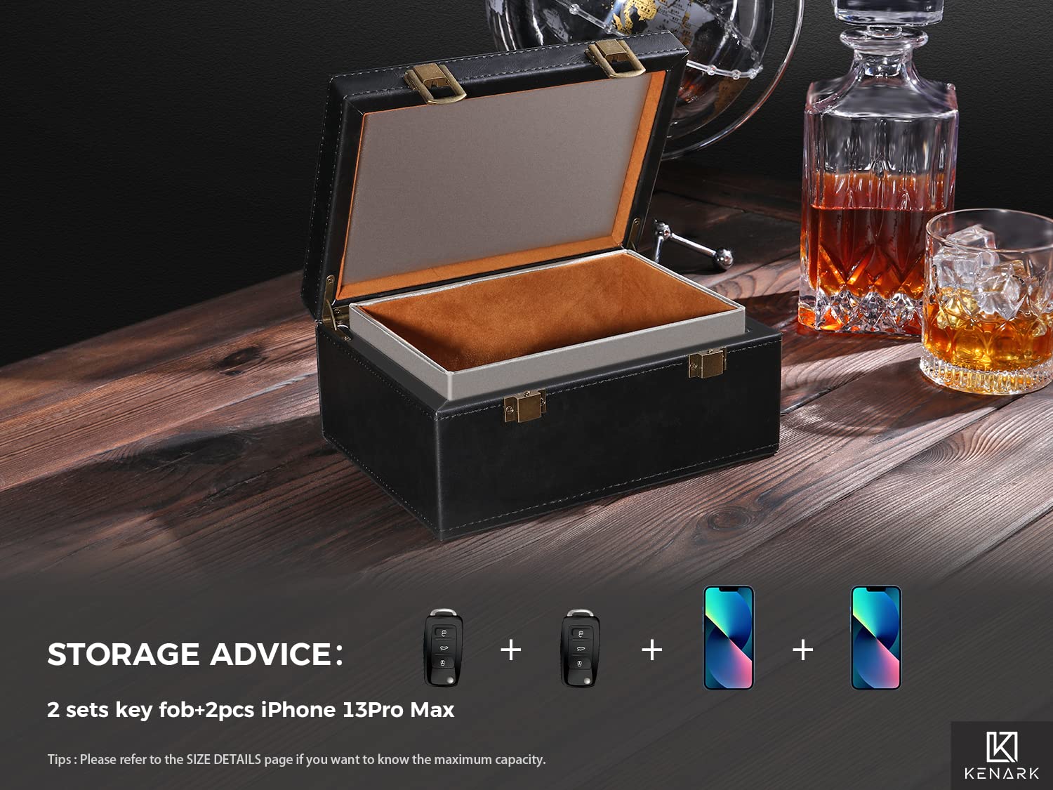Kenark Kk6 Plus Bk Elegant Faraday Box, Faraday Key Fob Protecting Box, Car Key Shielding Box, Car Key Signal Blocker, Emp Prote