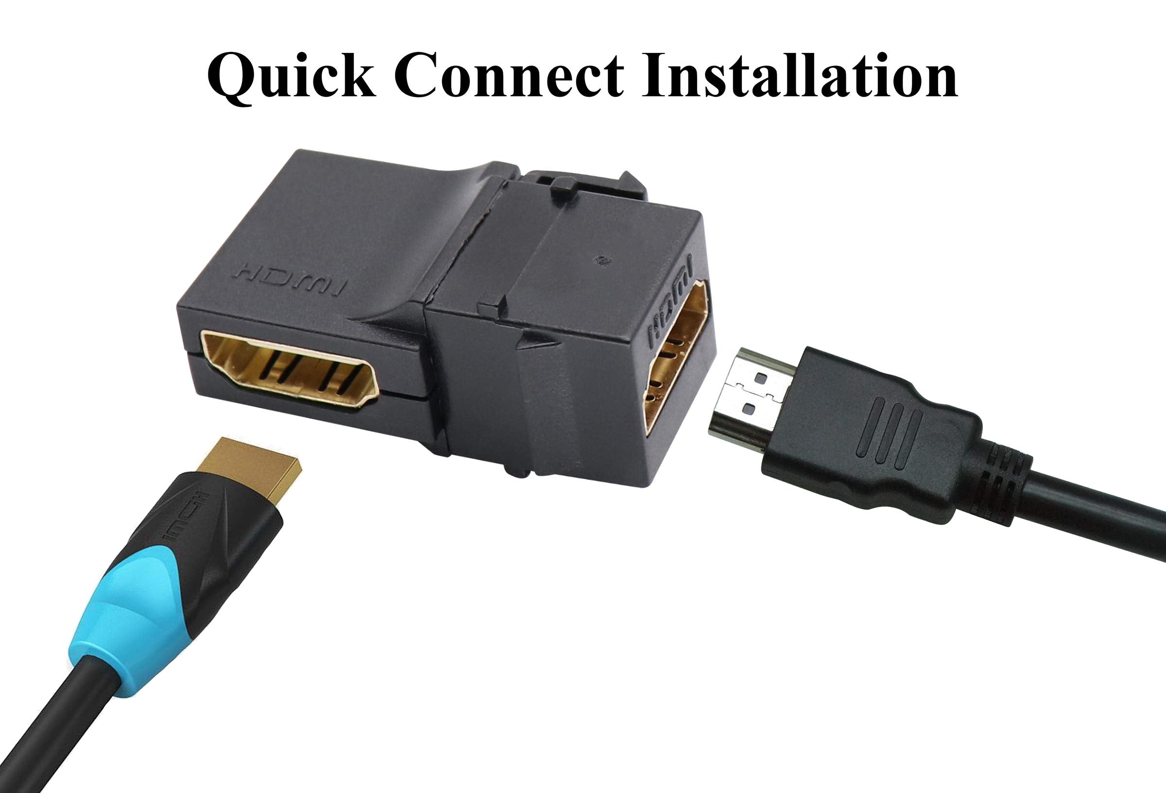 Aaotokk 90 Degree Hdmi Keystone Coupler, Gold Plated Right Angle Hdmi Keystone Jack Insert Female To Female 3D 4K Coupler Adapte