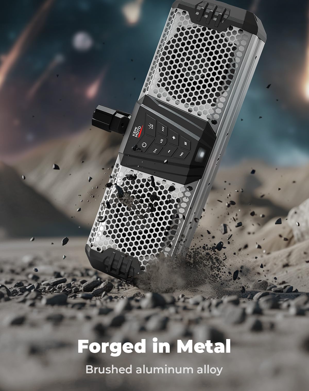 Kemimoto Midnight S40 16-Inch Metal Utv Sound Bar Waterproof Ip66 Waterproof Music Sync Multicolor Light Wireless Soundbar For U