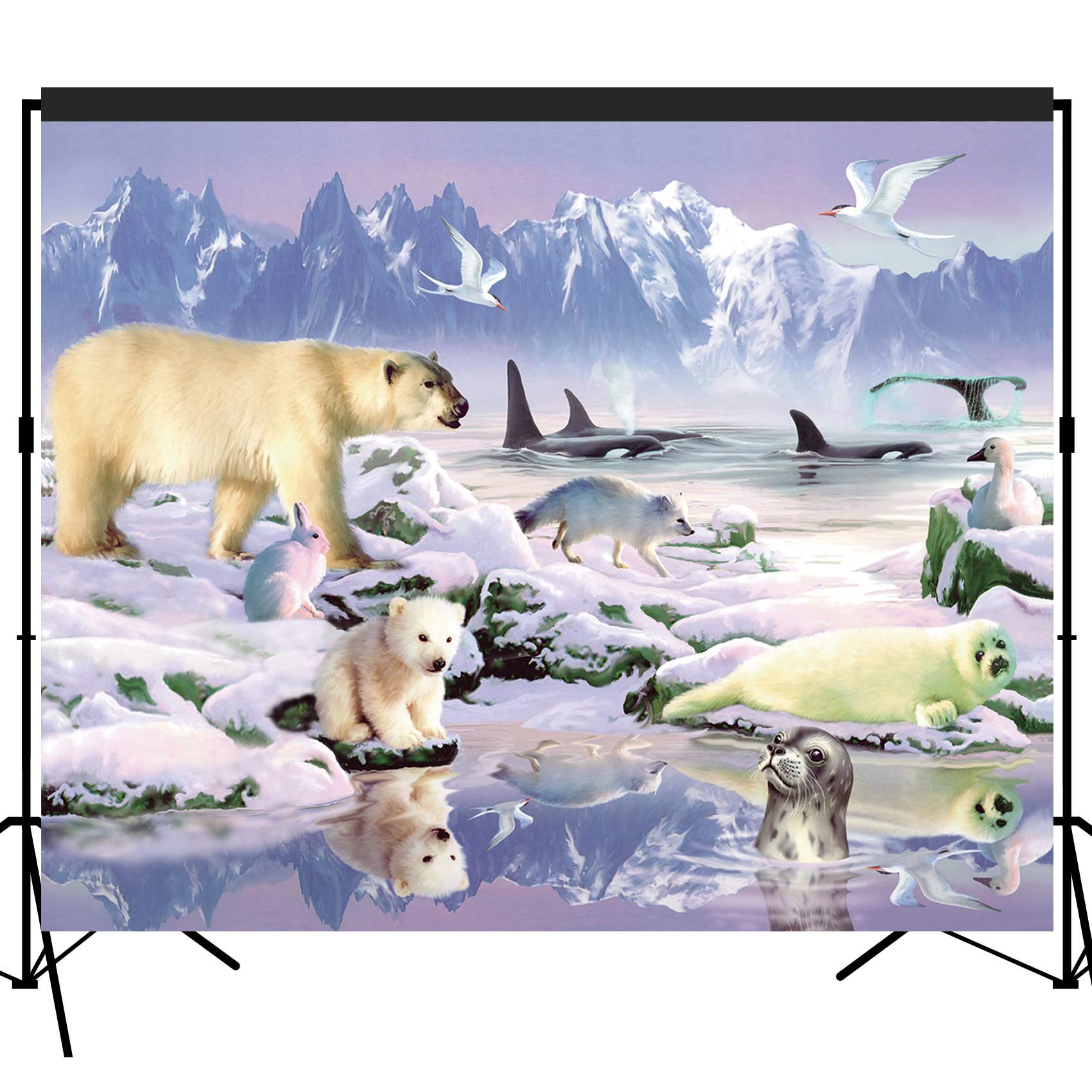 Polar Animals Scenic Backdrop Large Banner Photography Studio Fabric Background Photobooth Prop 7X6Feet #2190