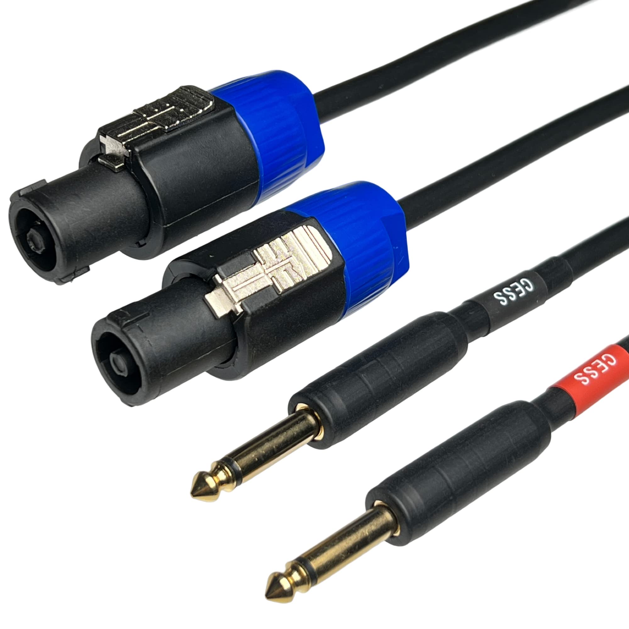 Cess-118-3F Speakon Plug To 1/4 Ts Plug 12Awg Ofc Speaker Wire, 2 Cables (3 Feet)
