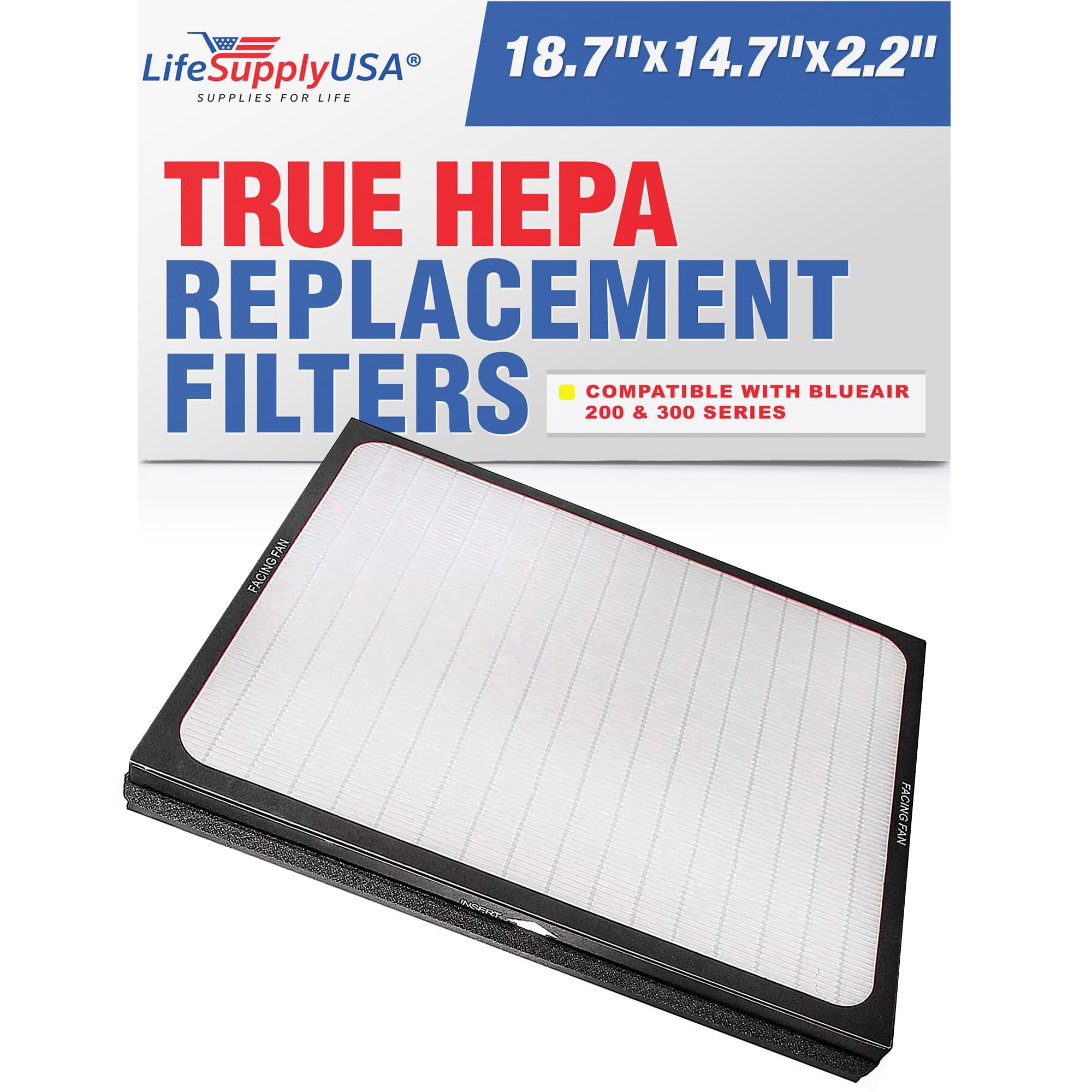 Lifesupplyusa Air Purifier Replacement Filter   True Hepa Filters Compatible With Blueair 200, 300 Series Air Purifiers