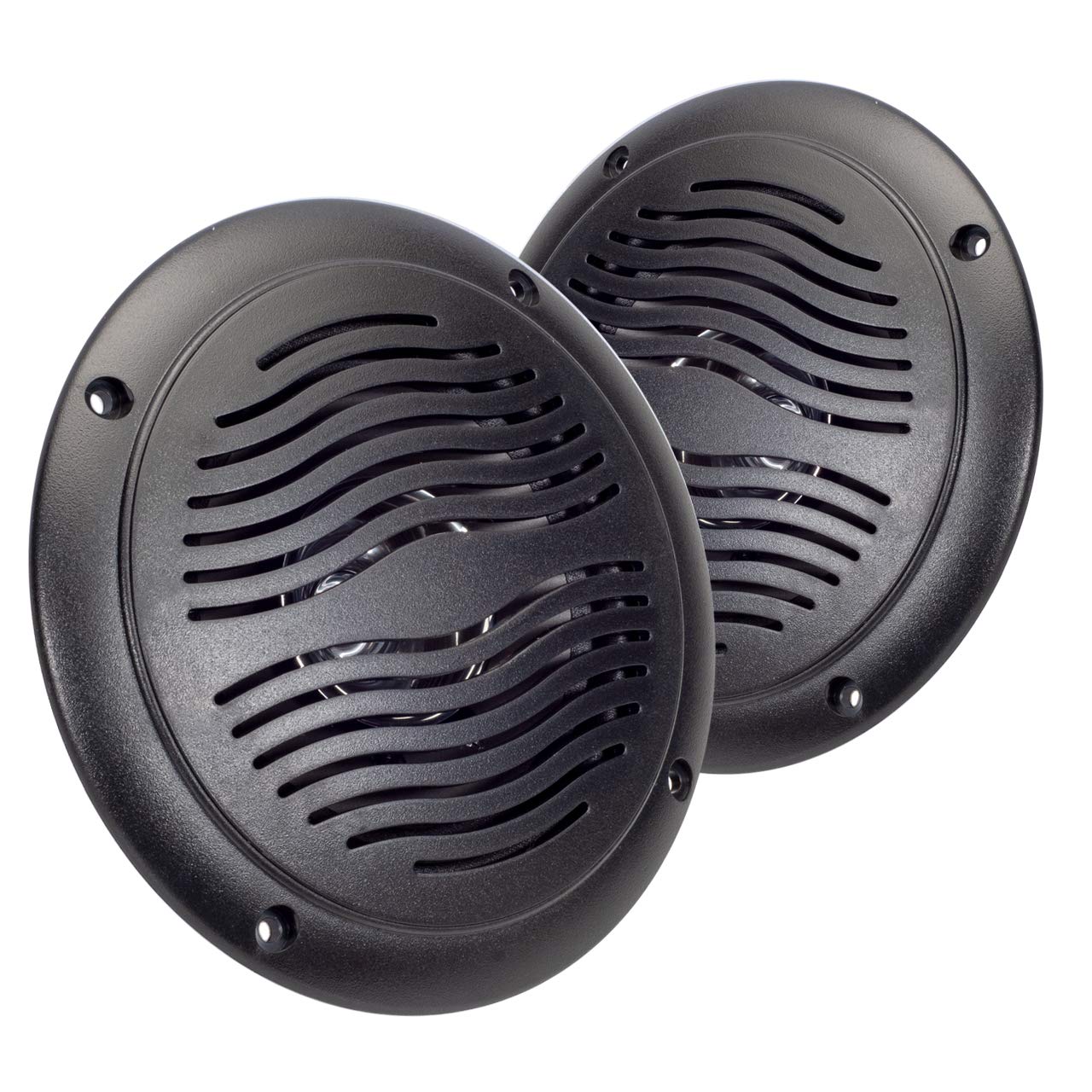 5 Inch Water Resistant Outdoor Speakers, Dual Cone, 25W Peak Power, Marine And Rv Compatible (Black)