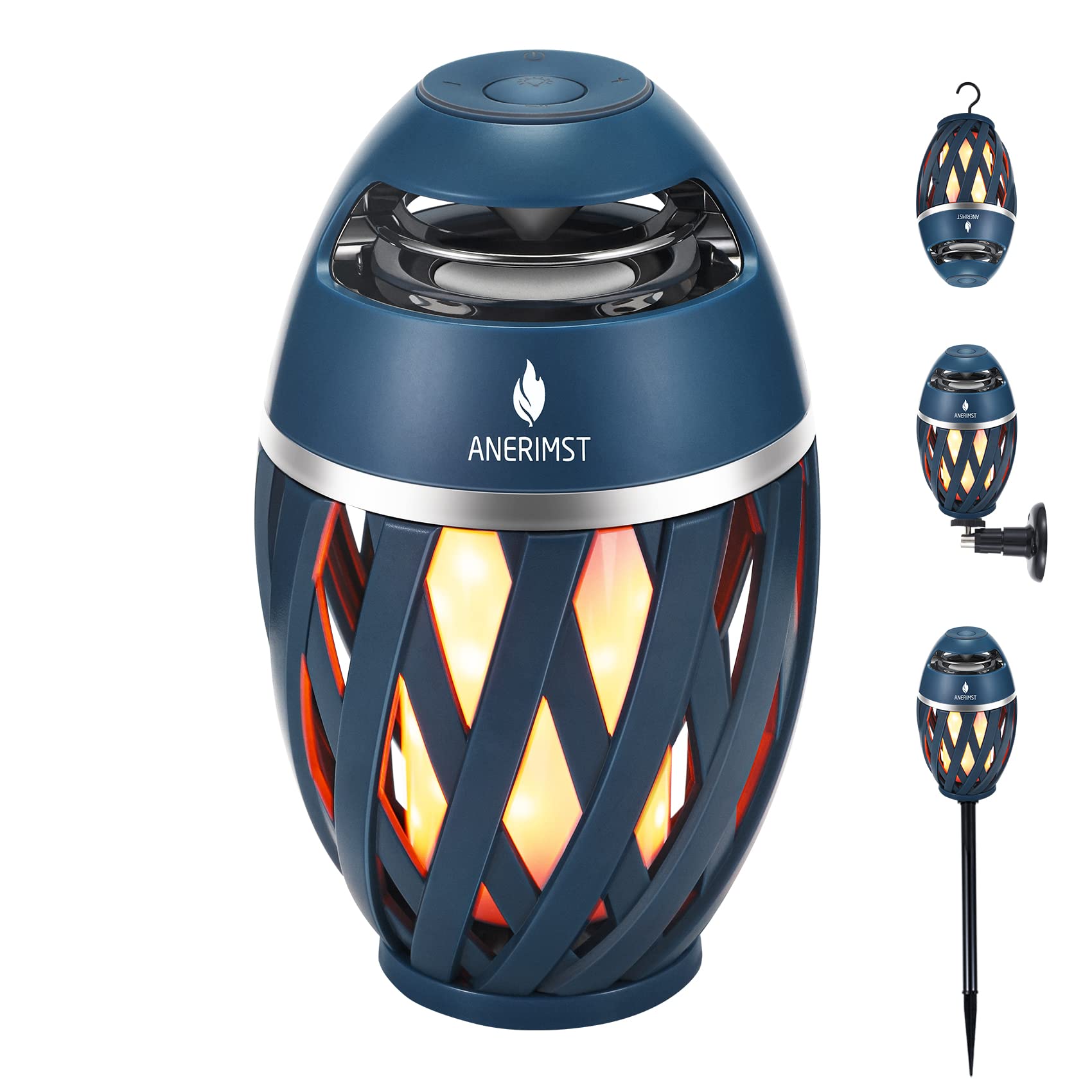 Anerimst Unique Gifts For Men, Outdoor Bluetooth Speaker Waterproof Wireless With Torch Led Light, Birthday Gift For Boyfriend Him Dad, Cool For Garden, Patio, Outside (Blue)