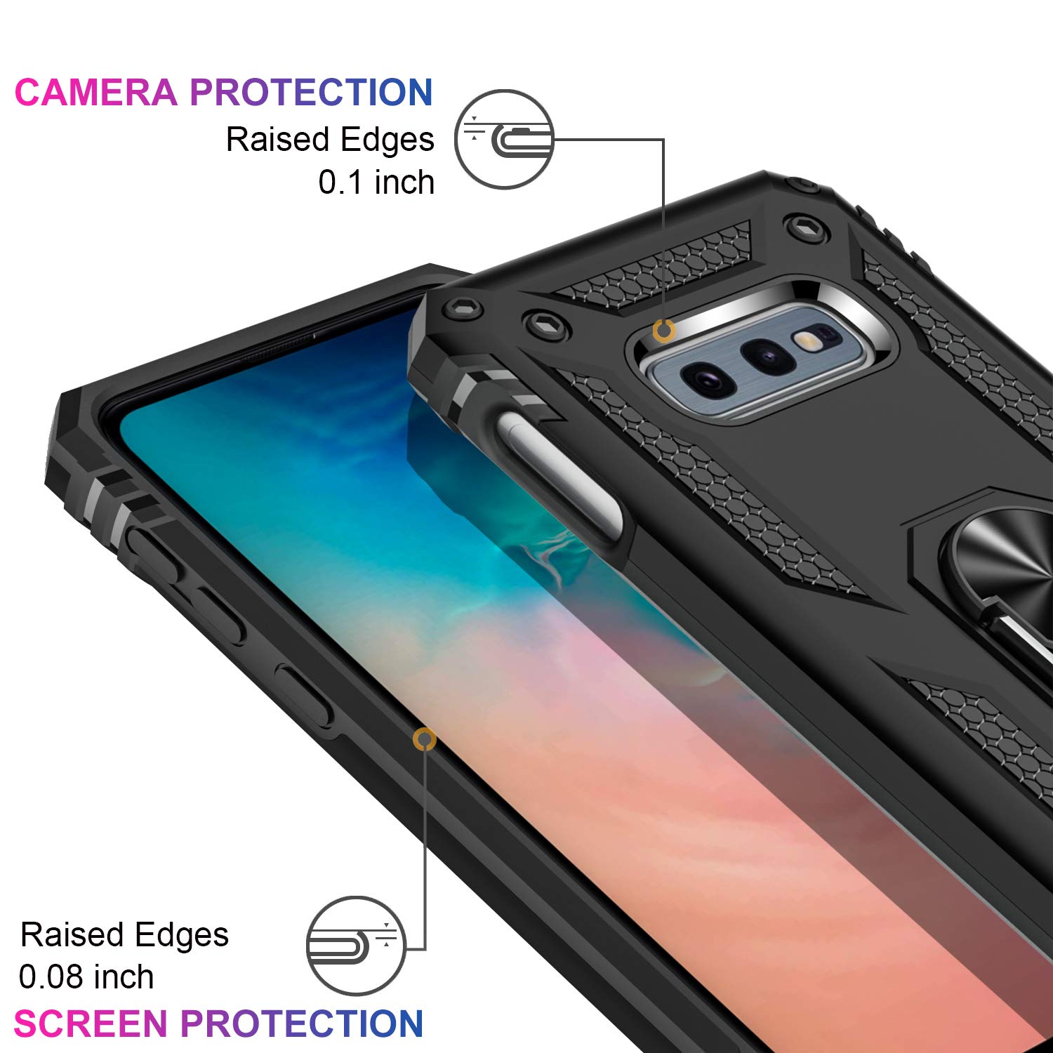 Ikazz For Galaxy S10E Case With Screen Protector,Military Grade Shockproof Heavy Duty Protective Phone Cover Pass 16Ft Drop Test