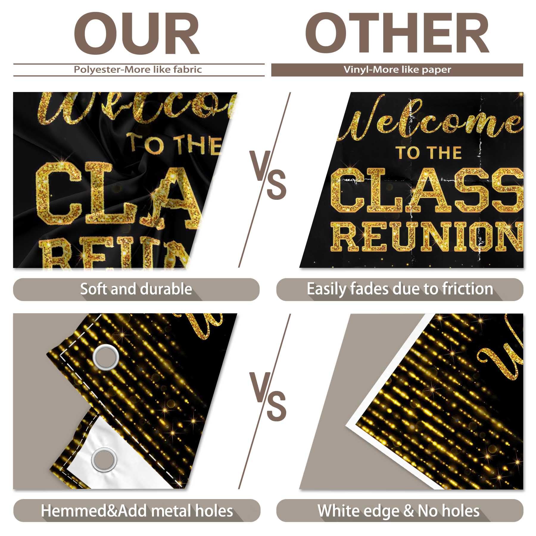 Swepuck 72X43Inch Fabric Golden Welcome To The Class Reunion Backdrop 20Th 30Th 40Th Reunion Photography Background School Party