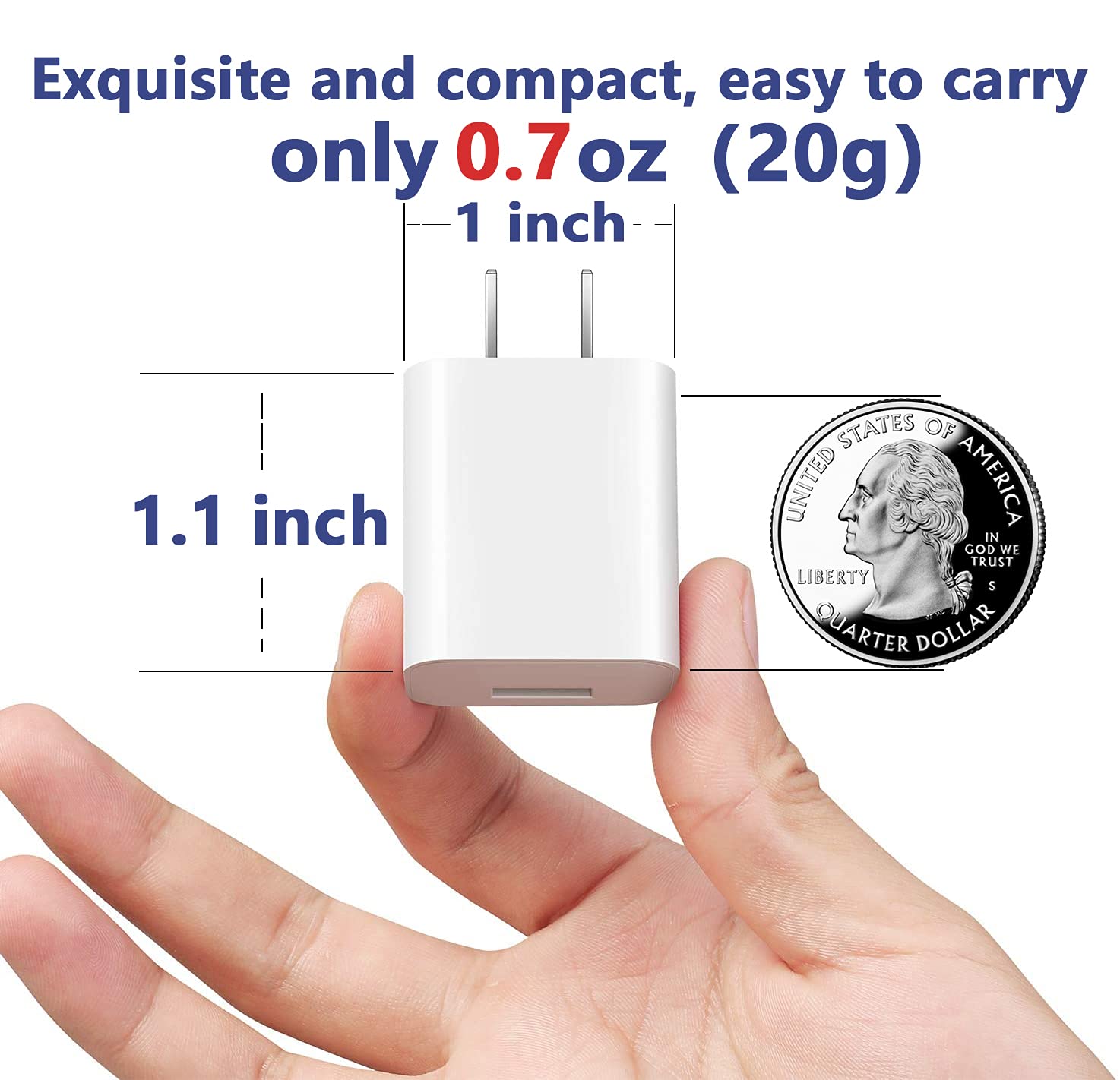 Usb Wall Charger Gkw Block Phone Charging Box Travel Plug Cube 2 Pack 5W Power Adapter For Iphone 14/13/12/11/10/8/7/6S/6/Se/Xs/