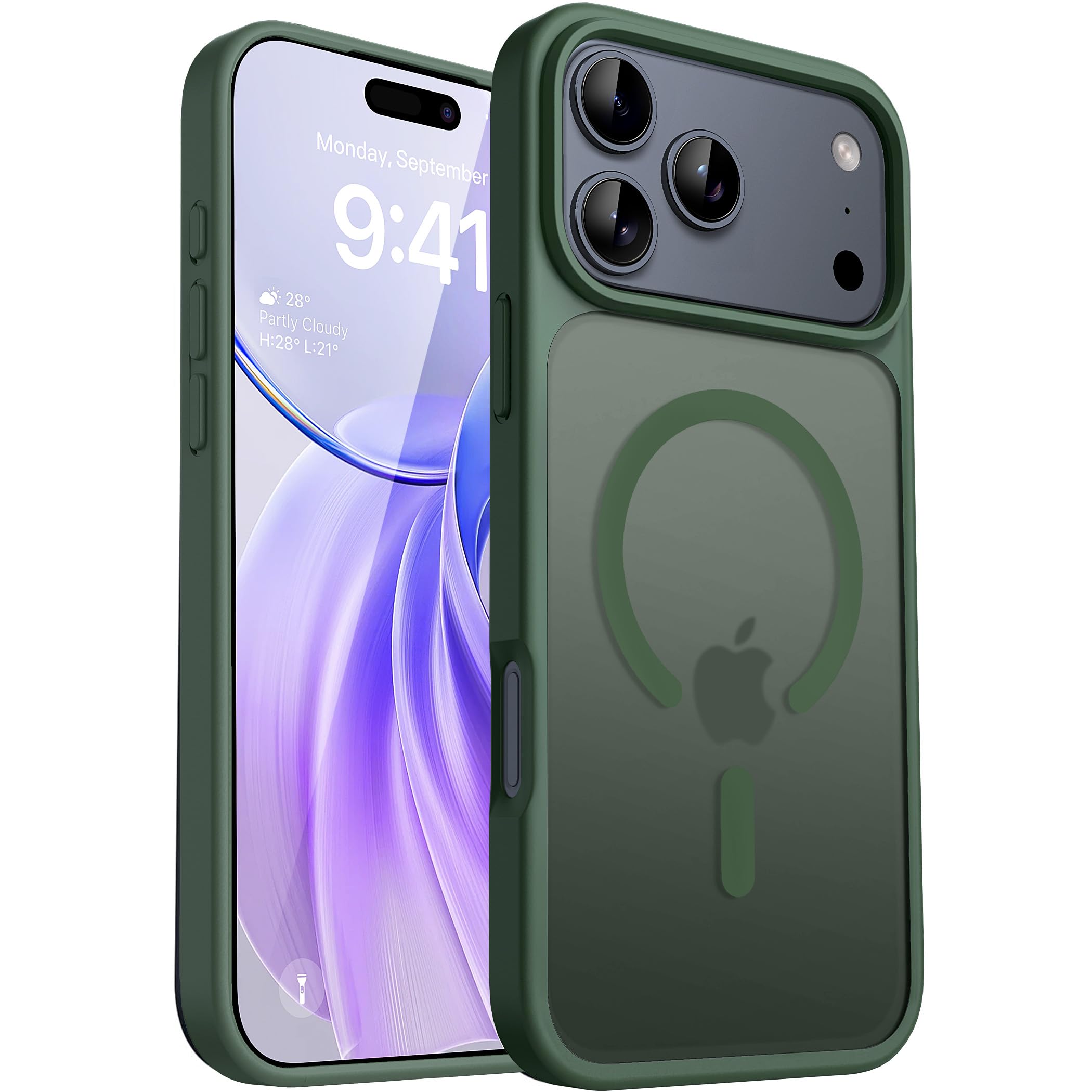 CACOE Magnetic Case for iPhone 17 Pro 6.3 inch-Compatible with MagSafe & Magnetic Car Phone Mount,Not Yellowing Anti-Scratch (Da