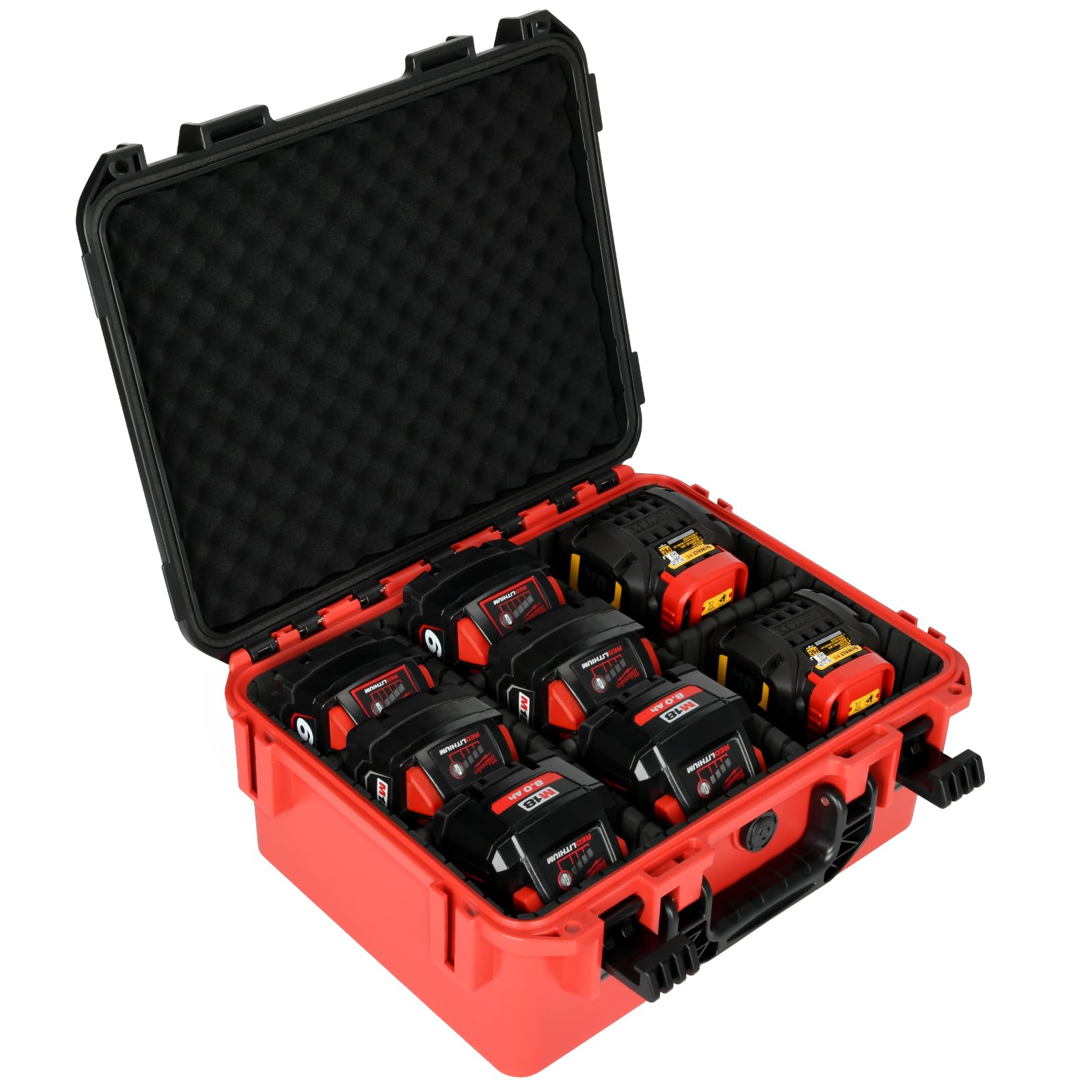 Battery Storage Case For Milwaukee M18: Waterproof Hard Carrying Case Organizer With 9 Divider For Milwaukee M18/M12 Tool Batter