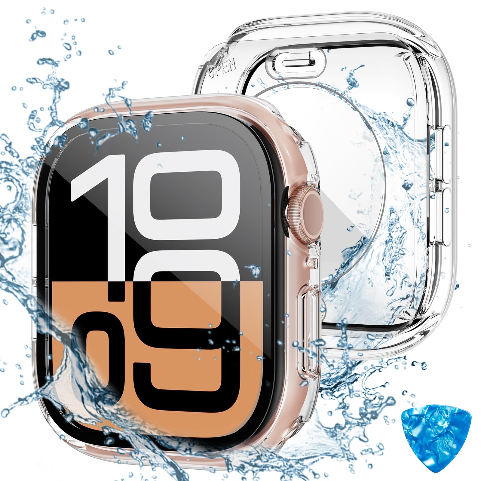 Tensea (2 in 1) for Waterproof Apple Watch Screen Protector Case Series 11/10 46mm Accessories, 360 Front and Back, iWatch PC Fa