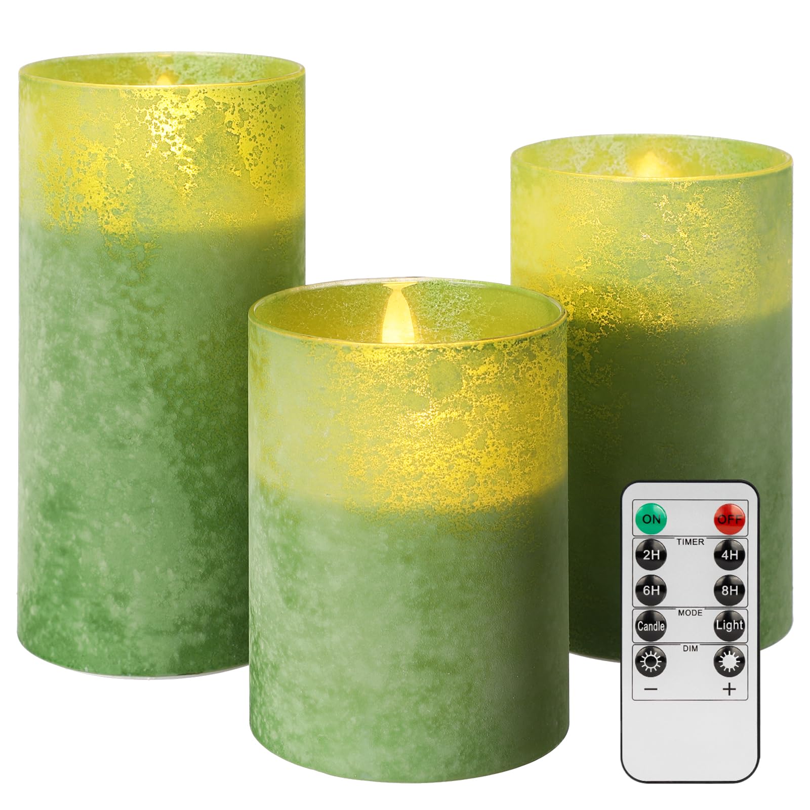 Angelloong Glass Led Candles Flickering, Flameless Battery Operated Candle With Remote, Pillar Electric Timer Candles For Home H