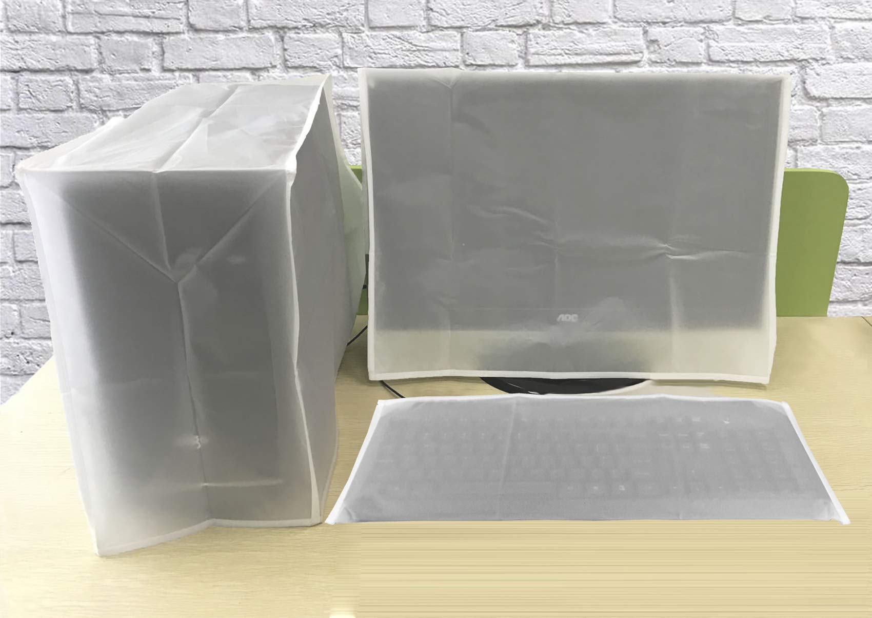 Szbro Computer Dust Cover, Monitor +Keyboard+Cpu Tower Desktop 3 Pieces Set Pc Dust Proof Computer Covers Case (25'' Monitor Set