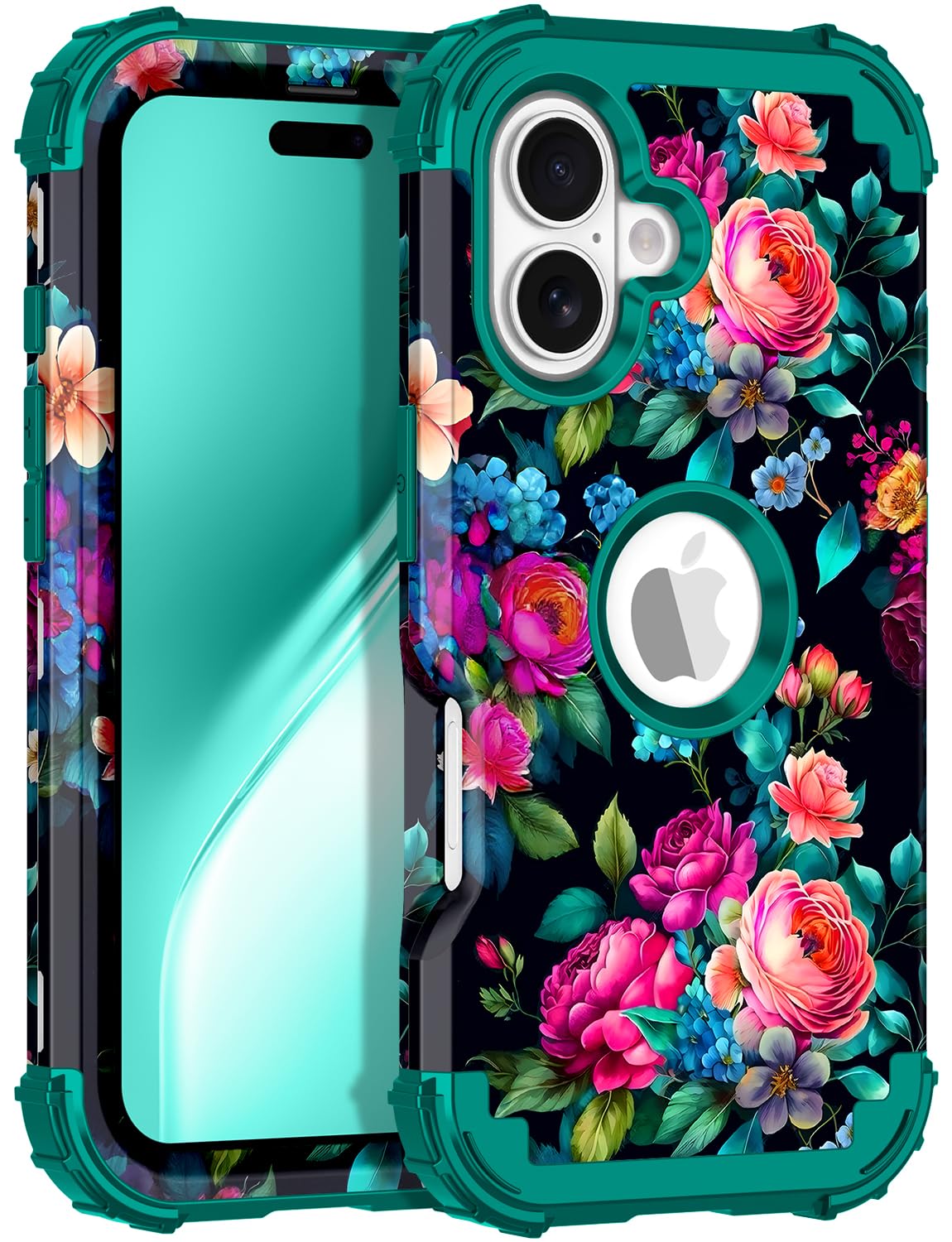 Rancase for iPhone 16 Plus Case,Three Layer Heavy Duty Shockproof Protection Hard Plastic Bumper +Soft Silicone Rubber Protectiv
