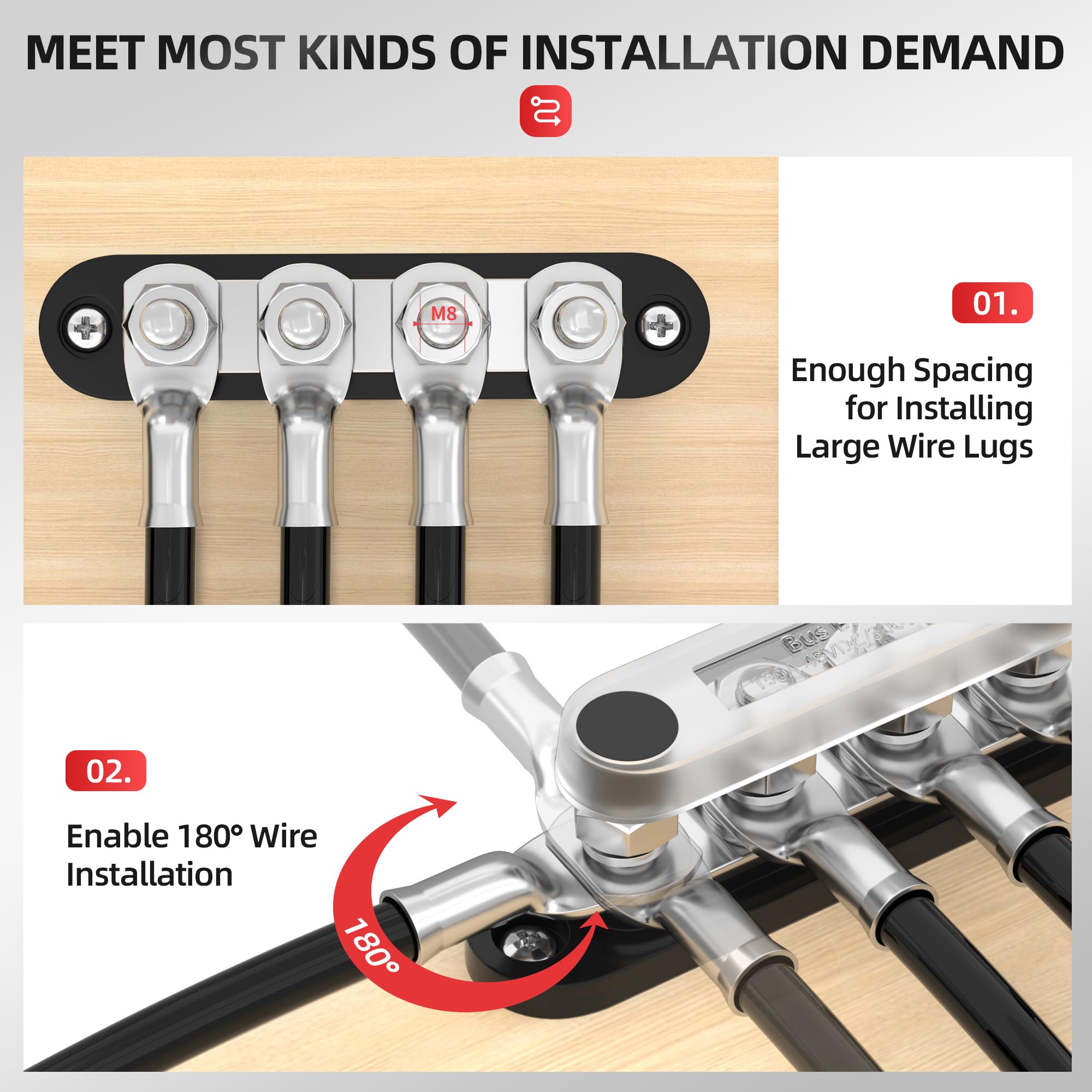 Daiertek Bus Bar 12V 150A Mini Power Distribution Block Max 48V Dc/300V Ac With Cover 4 X 5/16' Posts For Marine Automotive Solar Systems  Negative+Positive