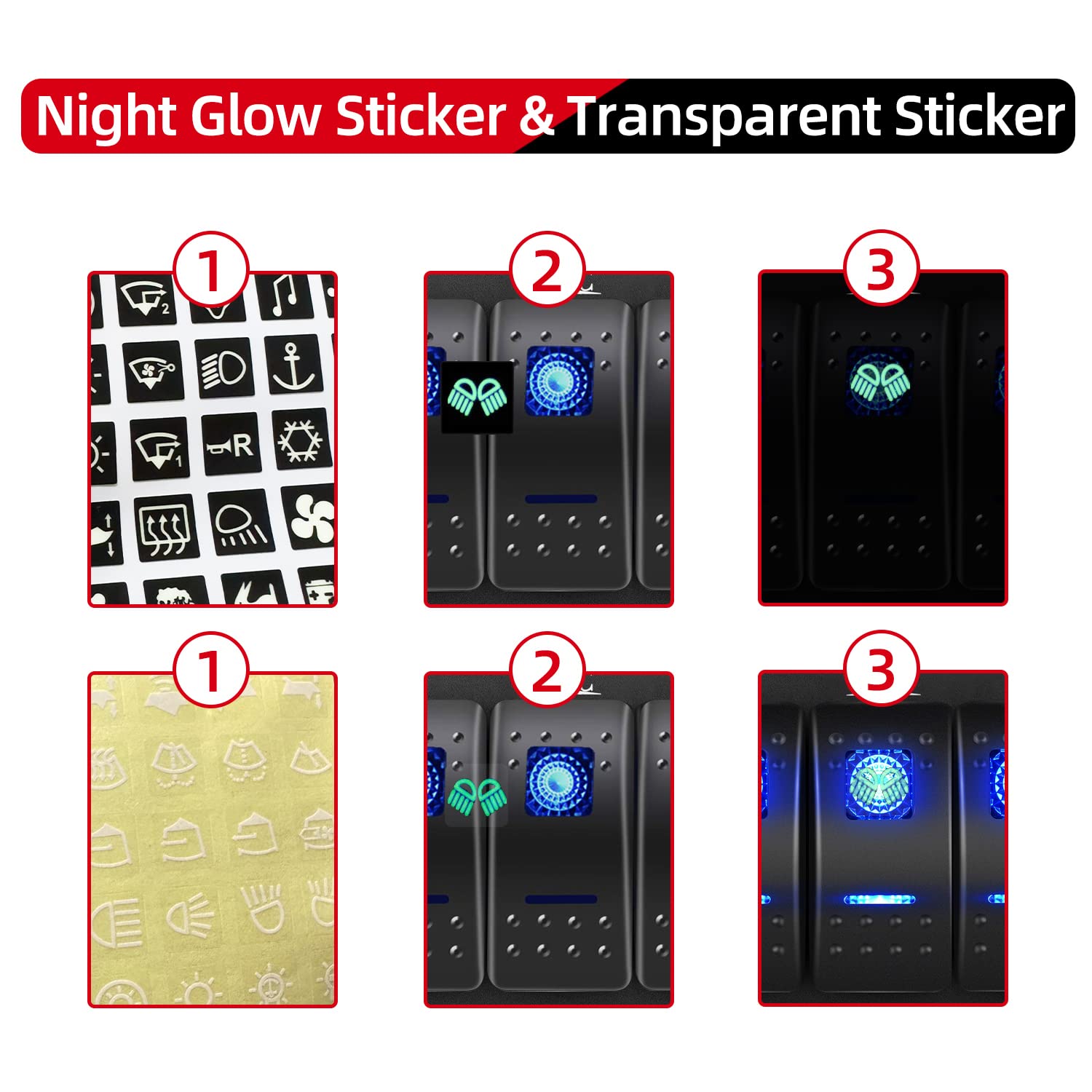 Fxc Rocker Switch Aluminum Panel 5 Gang Toggle Switches Dash 5 Pin On/Off 2 Led Backlit For Boat Car Marine Blue