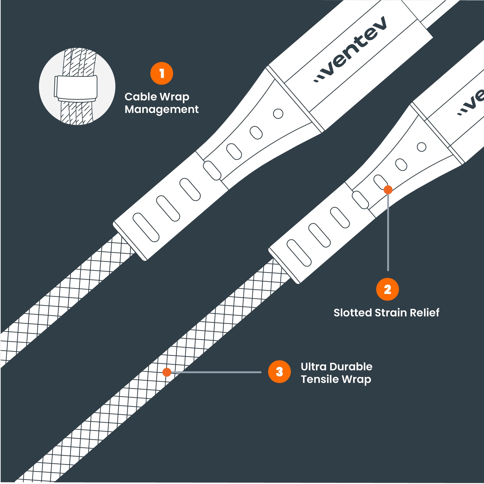 Ventev Chargesync Alloy Cable | Type A-C, Supports Rapid Rate Charging Up To 3A, Transfers Data To Most Pc Or Mac, Ultra-Sleek A