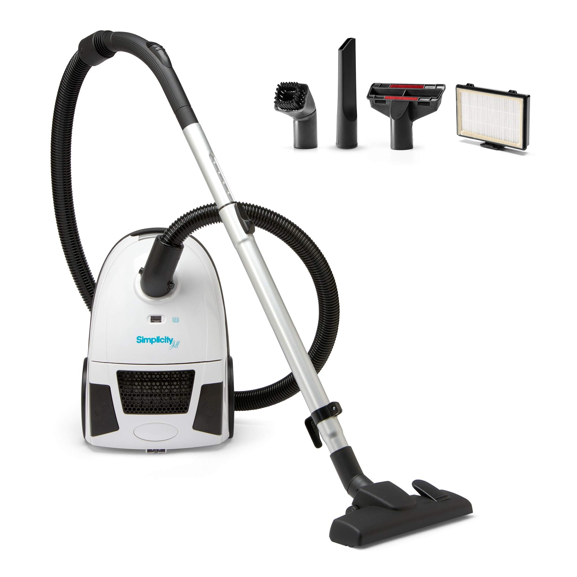 Simplicity Vacuums Jill Canister Vacuum Cleaner, Hardwood Floor Vacuum With Dual Certified Hepa Vacuum Filter And Bag, Small And