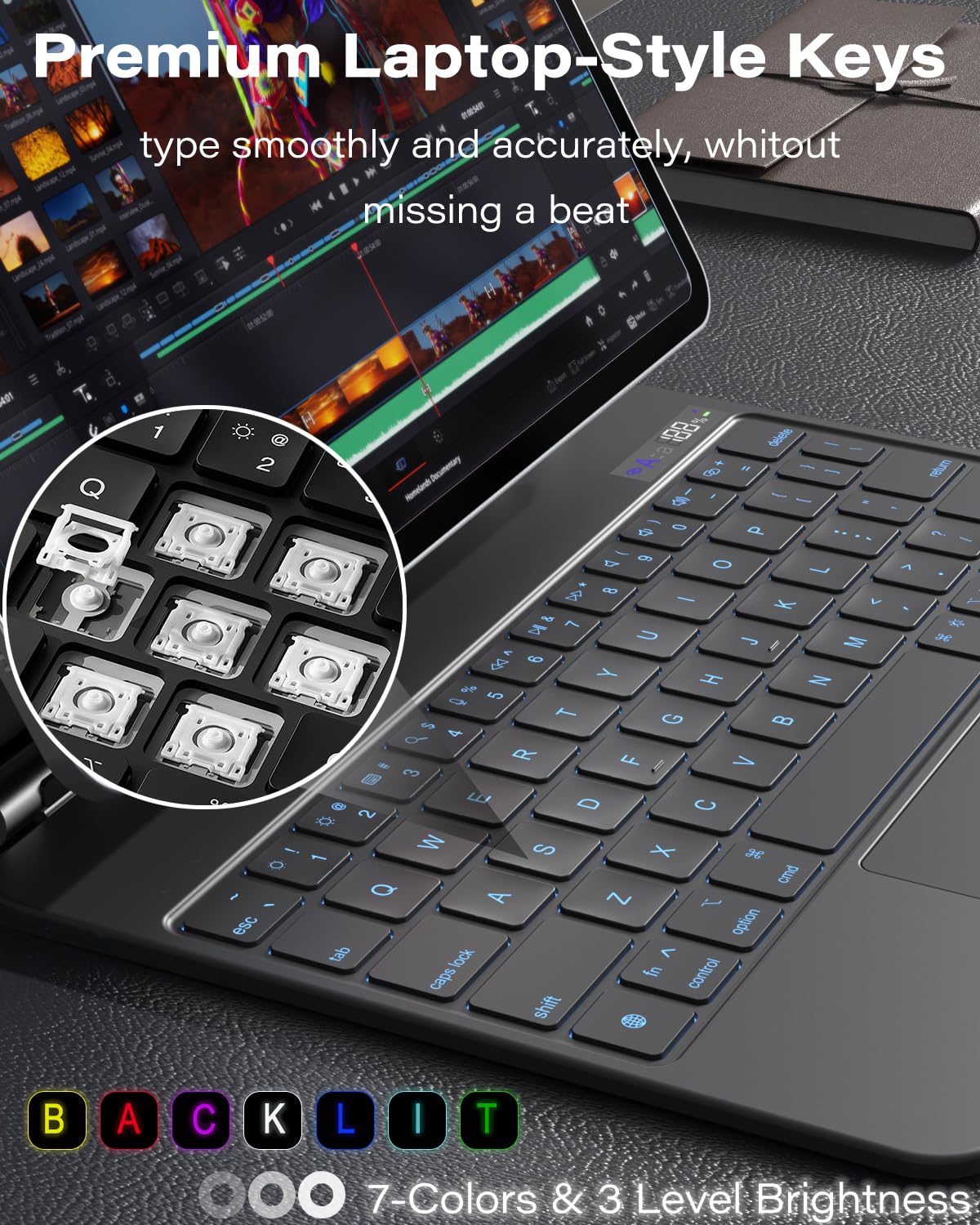 Zenlu Ipad Pro 11 M4 2024 Case With Keyboard, Magic Style Keyboard, Multi Touch Trackpad, Floating Cantilever Stand, Smart Backl