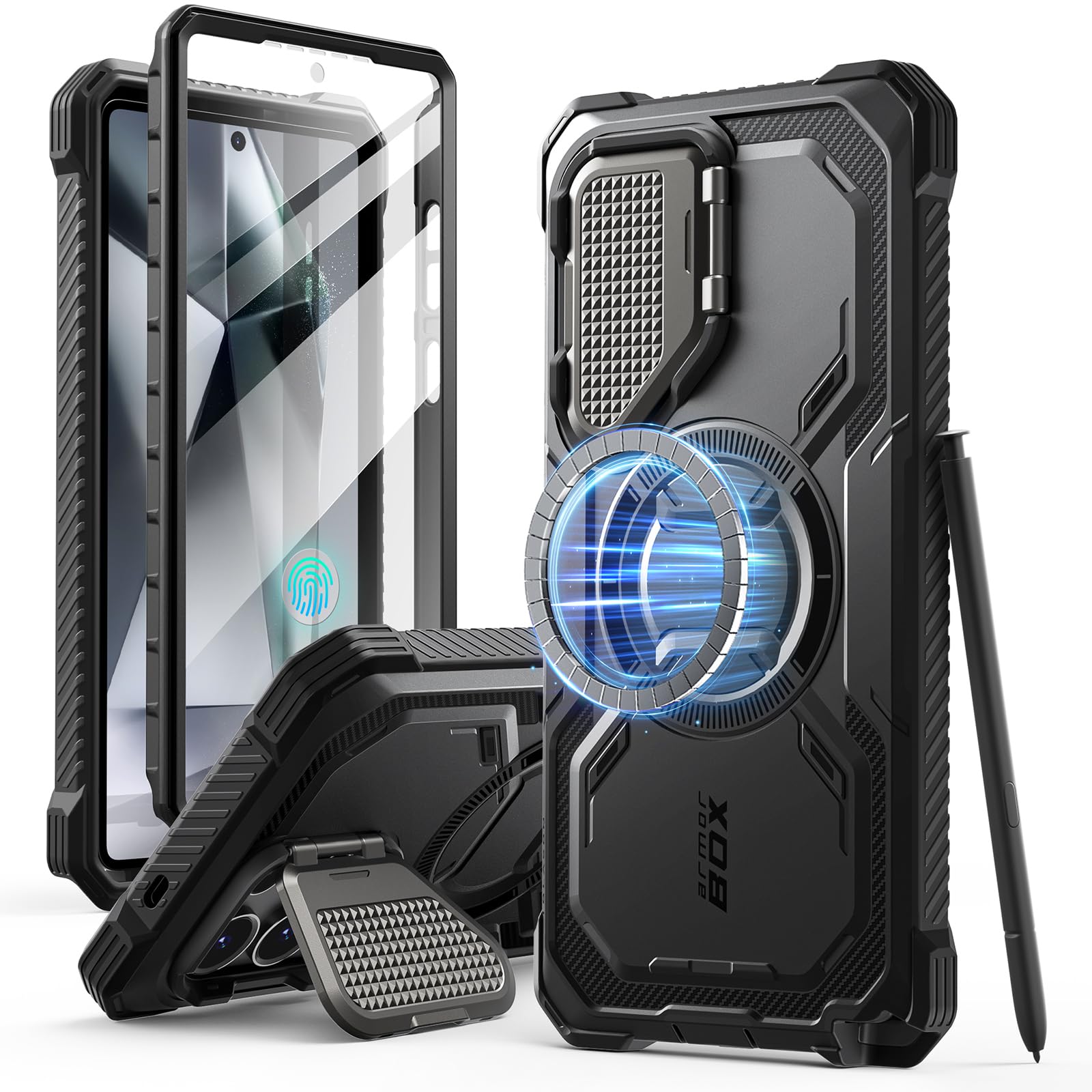 i-Blason Armorbox for Samsung Galaxy S25 Ultra Case MagSafe with Camera Cover Stand [Military Protection] Full-Body Heavy Duty M