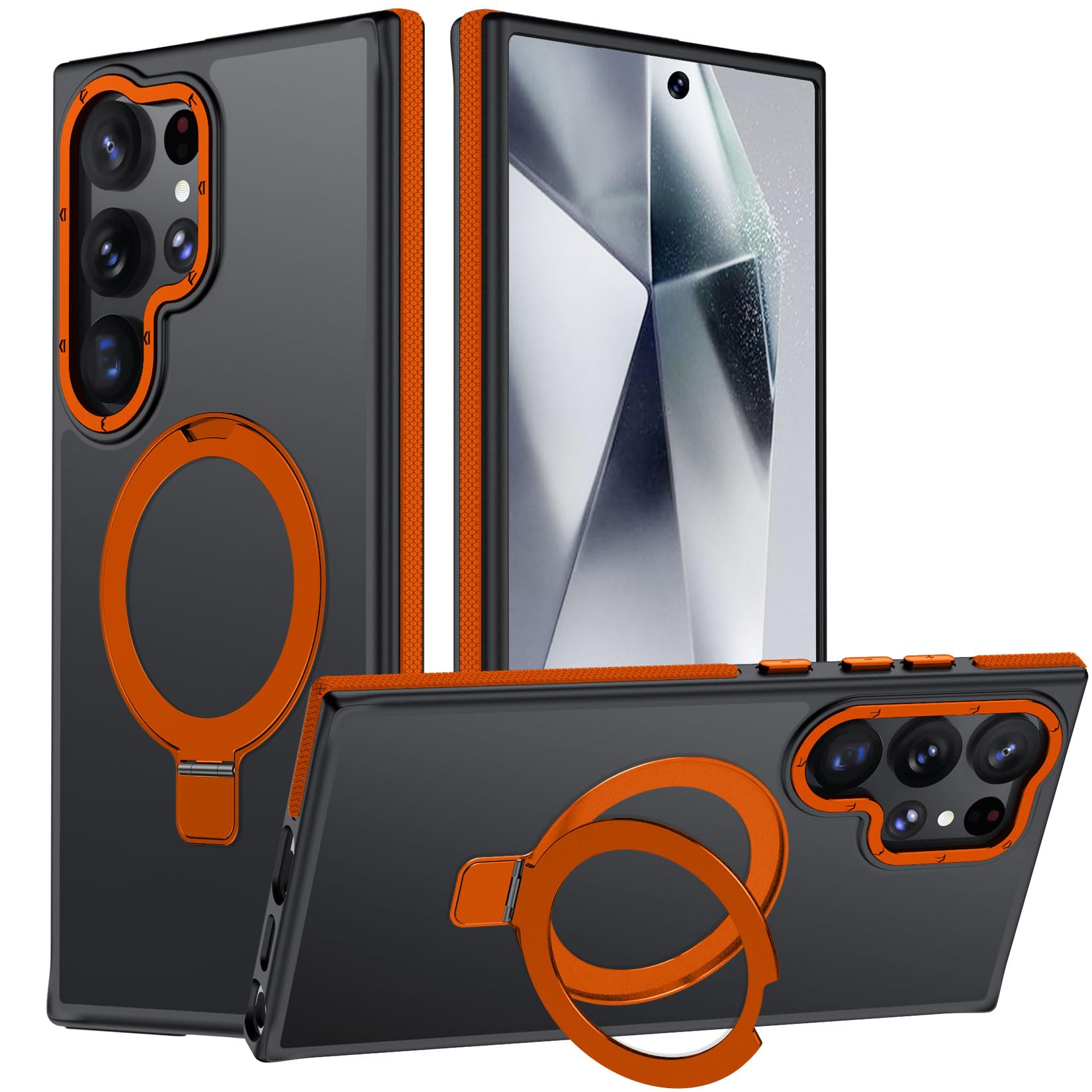 Mondelete For Samsung Galaxy S24 Ultra Case, Magnetic Adjustable Ring Stand [Fit For Magsafe], [Military-Grade Shockproof Protec