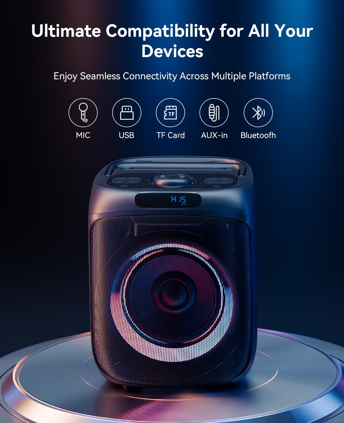 Karaoke Machine For Adults, Portable Bluetooth Karaoke Party Speaker With 2 Wireless Microphones And Remote, Voice Records, Sing