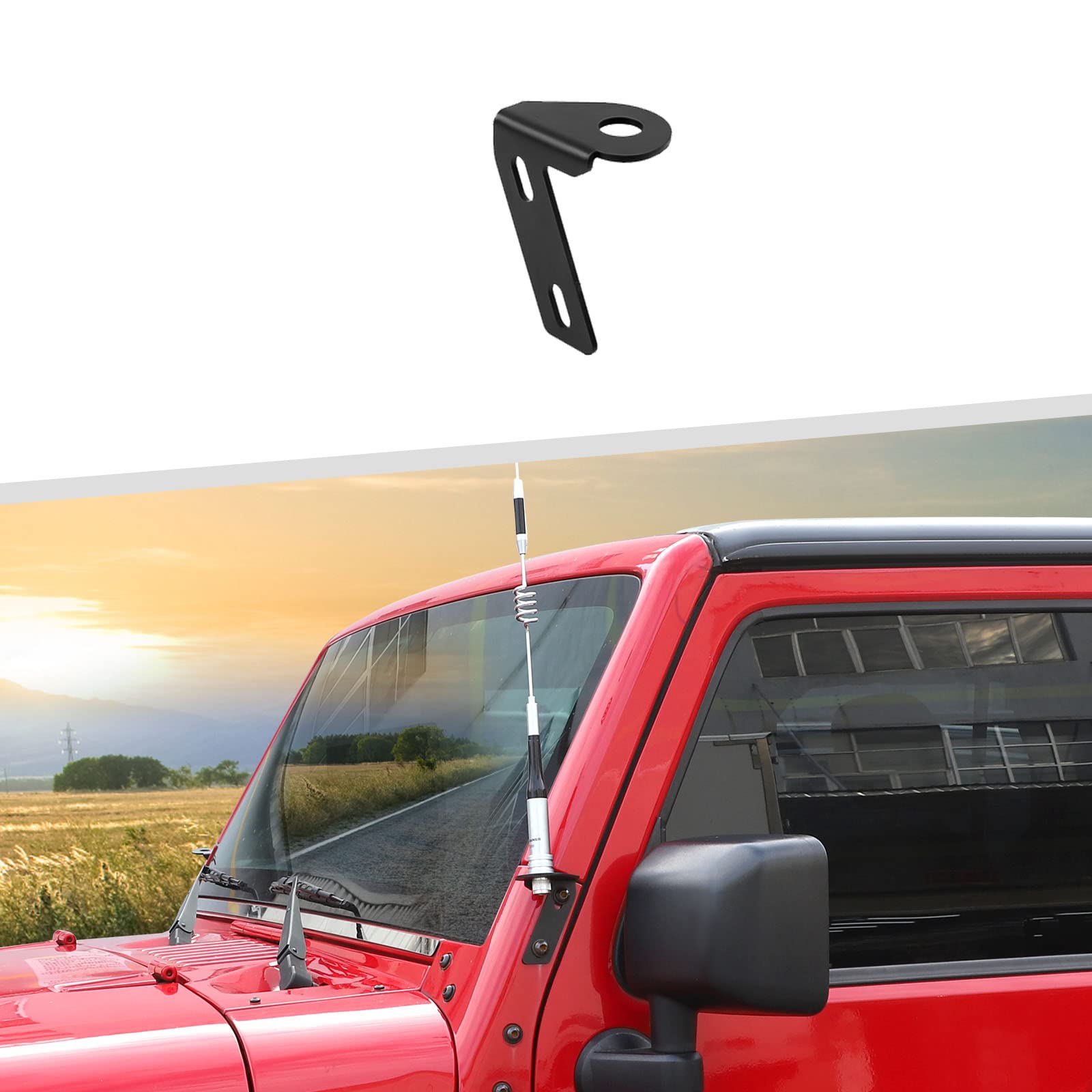 A Pillar CB Antenna Mounting Bracket for Jeep Wrangler JK JKU 2007-2018, Drivers Side