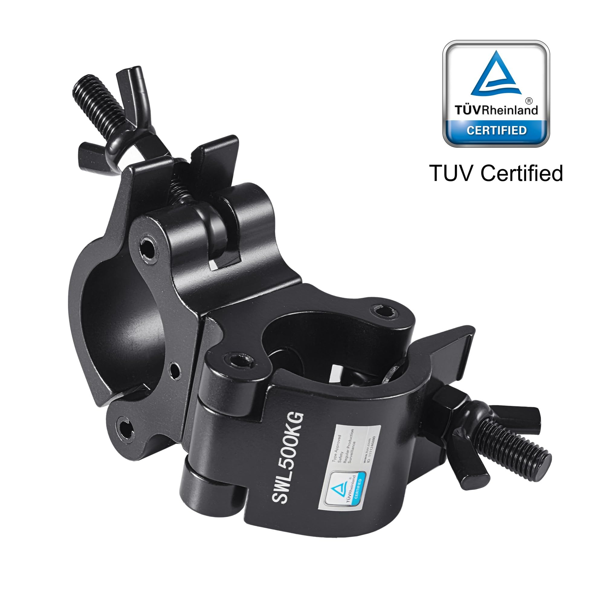 Tuv Pro-Swivel Truss Clamp Black 2 Inch, 2 Pack Rualin Heavy Duty 500Kg Swivel Coupler 50Mm Truss Clamps, Dual Head Turn As Need