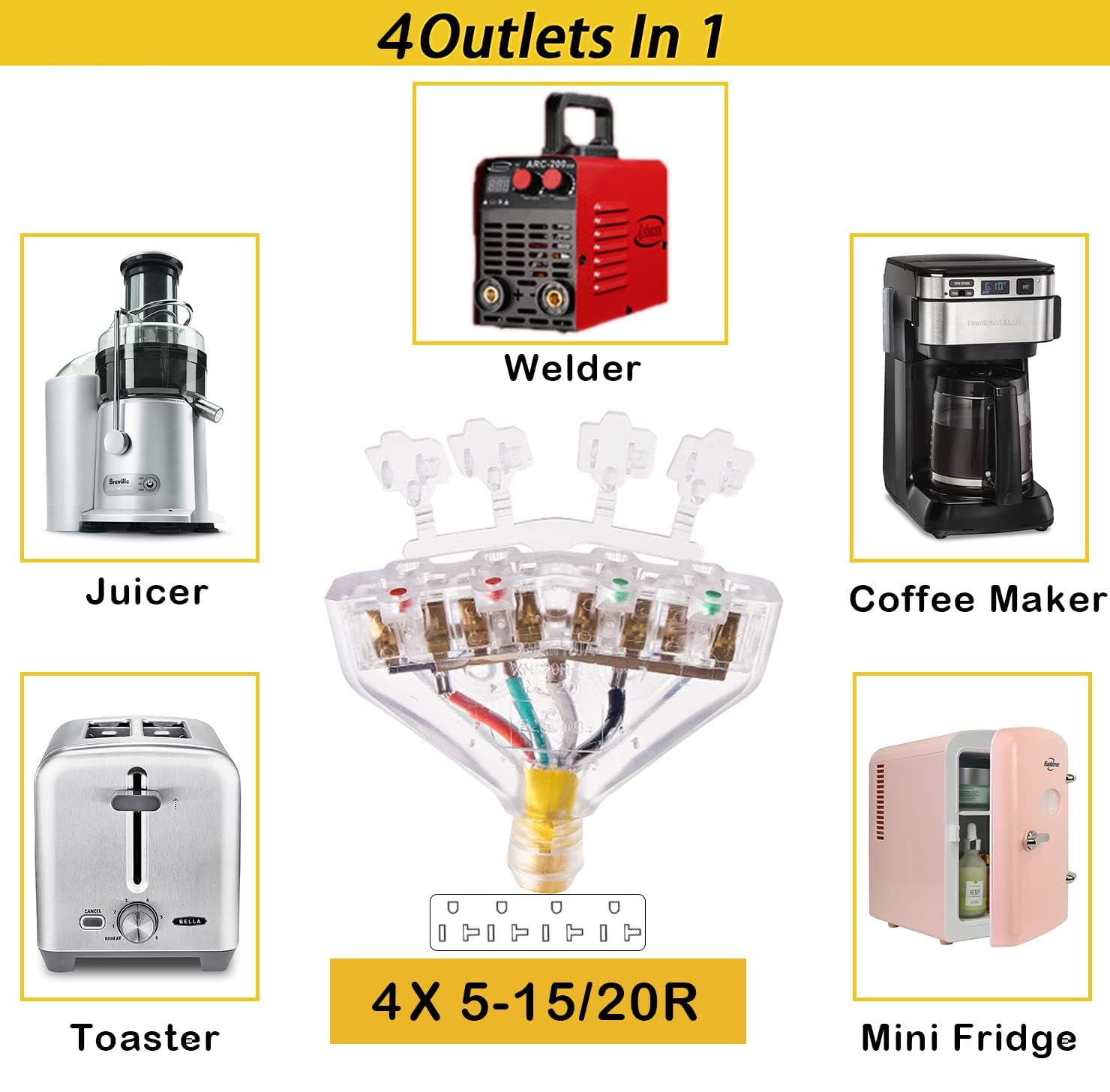 50 Amp To 20 Amp Adapter 110 Rv Distribution Nema 14 50P 4 Prong Male To 4X 5 20R Household Outlet Female With Dust Protection C