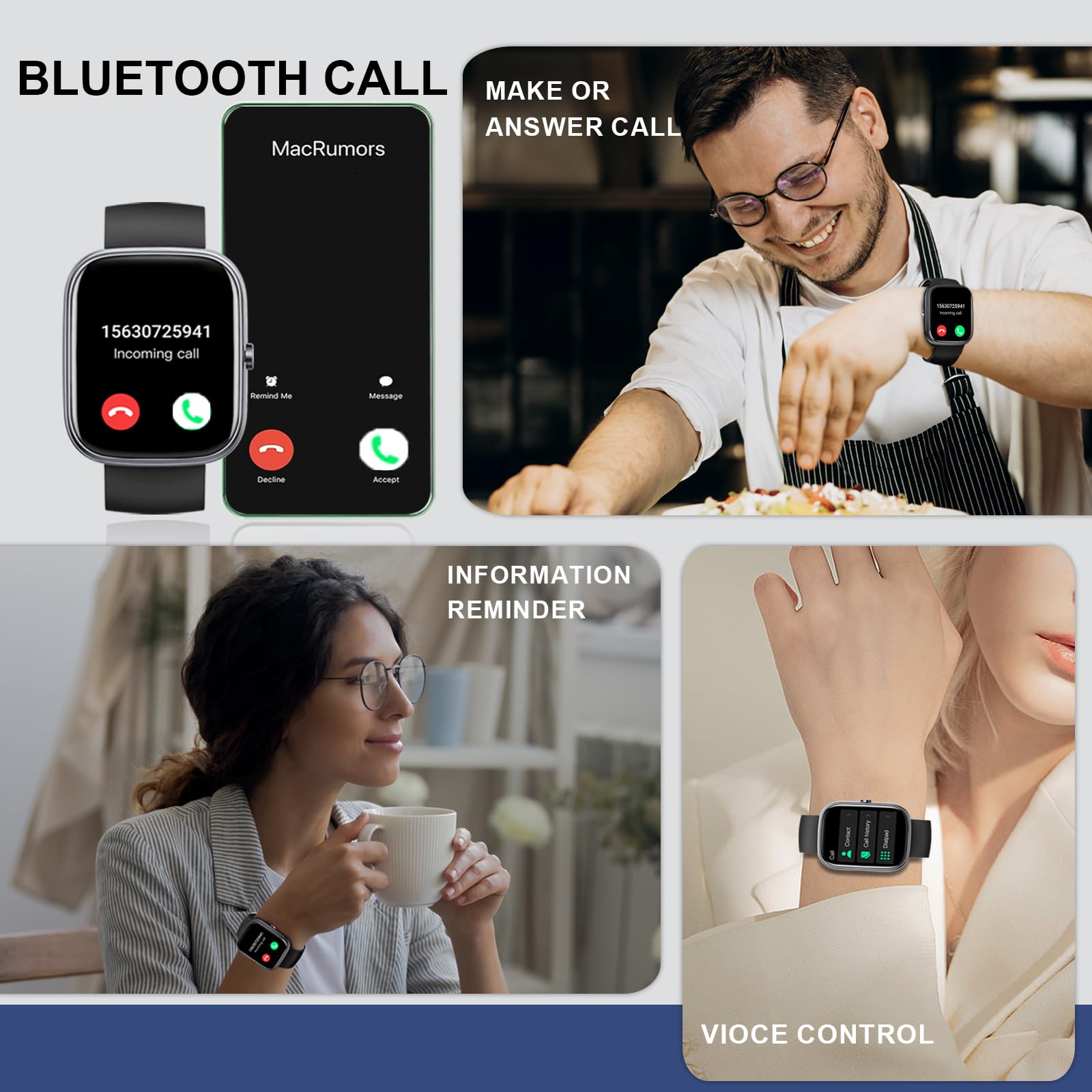 Kuizil Smart Watch For Men Women, 1.91 '' Smartwatch (Answer/Make Call), Fitness Tracker With 100+ Sport Modes, Ip68 Waterproof,