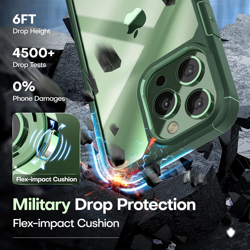 Tauri 3 In 1 For Iphone 13 Pro Max Case Green, [Military Grade Drop Protection] Slim Shockproof Phone Lanyard Case 6.7 Inch