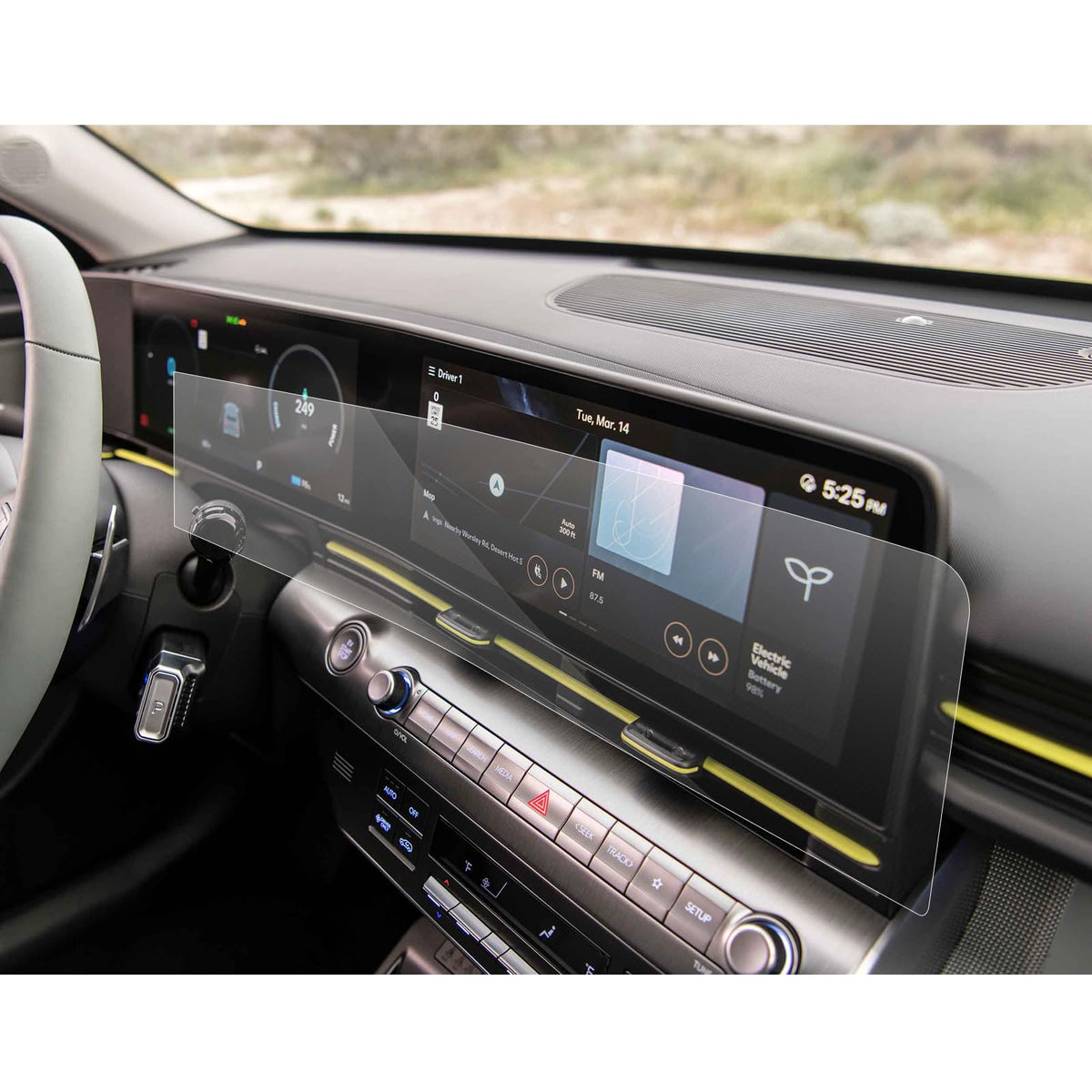 Sxcy For 2024 2025 Hyundai Kona Instrument & Gps Whole Screen Protector 12.3 Inch 2024 2025 Kona Accessories[2 Pcs Nano](All One Protector Not For Curve Screen)