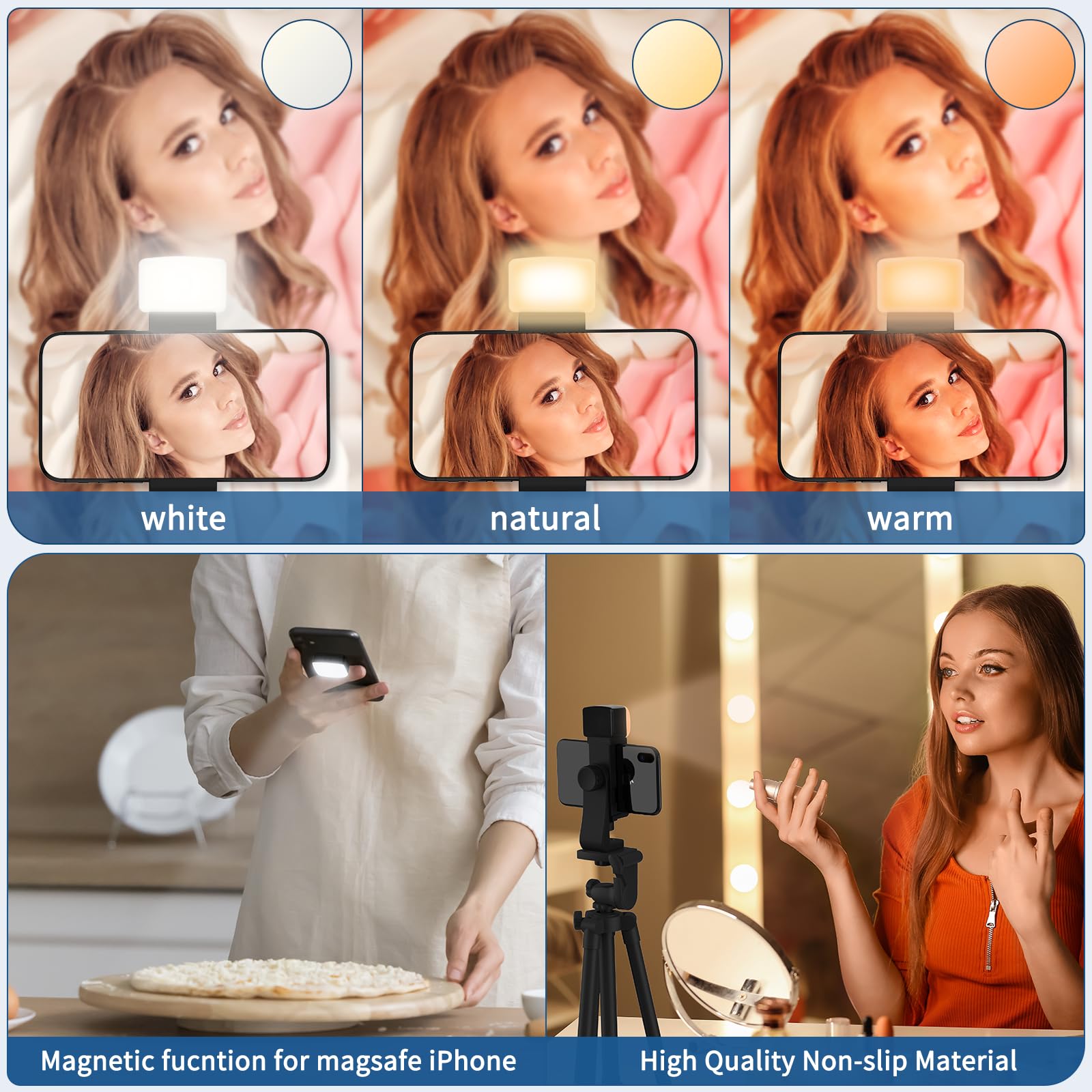 Zttopo Universal Phone Tripod Mount Adapter With Wireless Camera Remote And Led Light, Cell Phone Holder With Adjustable Clamp F