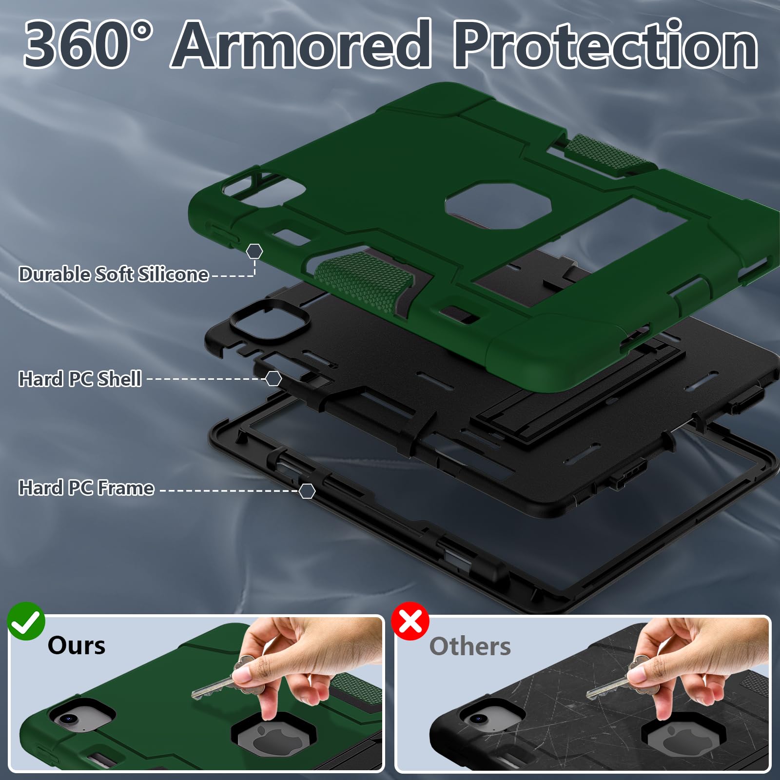 Tsqqst Case For Ipad Air 11 M2 2024 For Kids With Stylus Holder, Rugged Shockproof Stand Case Cover For Ipad Air 11 Inch 6Th Gen