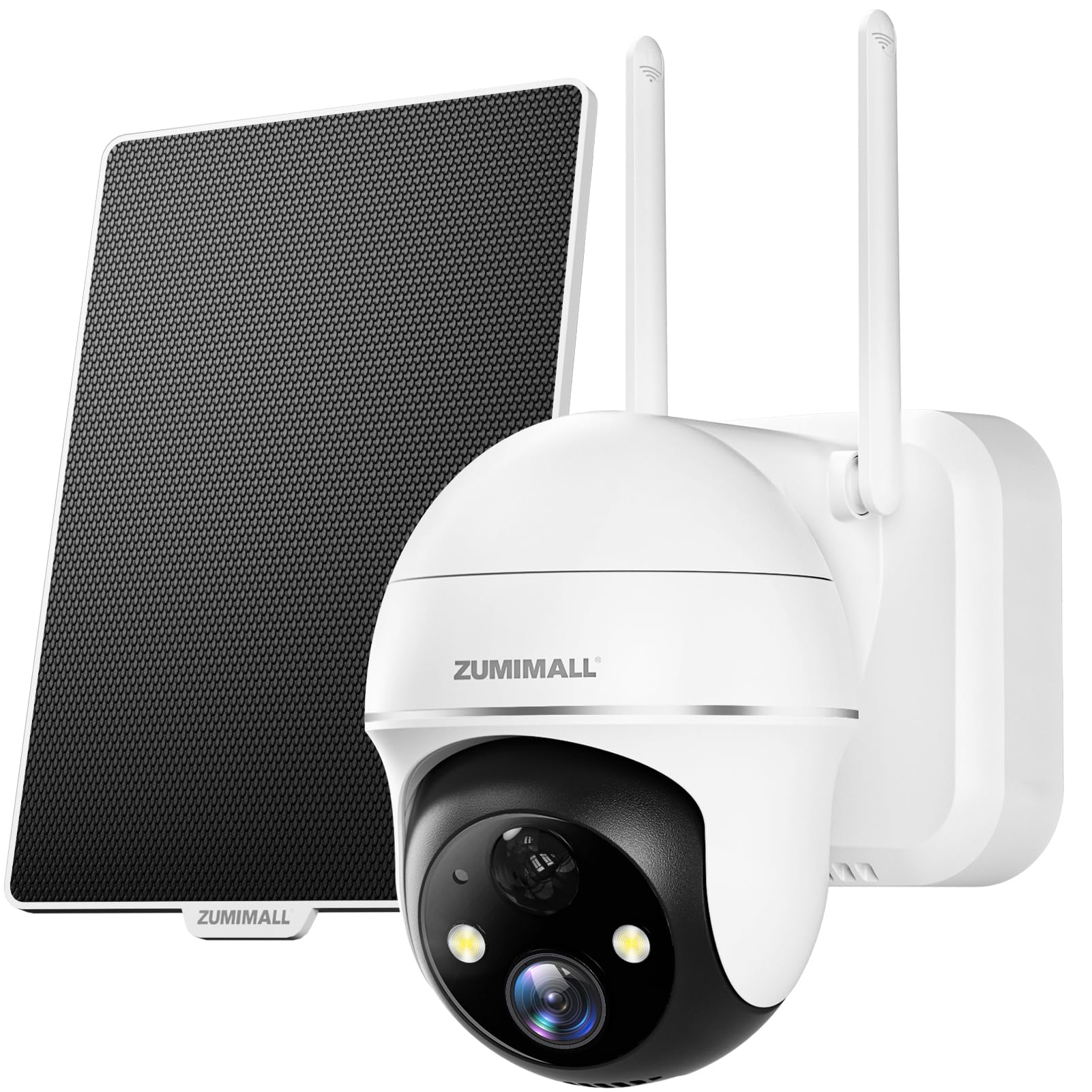 ZUMIMALL Security Cameras Wireless Outdoor, 360 PTZ Outdoor Camera,2K Solar Security Cameras for Home, Spotlight & Siren/2.4G Wi