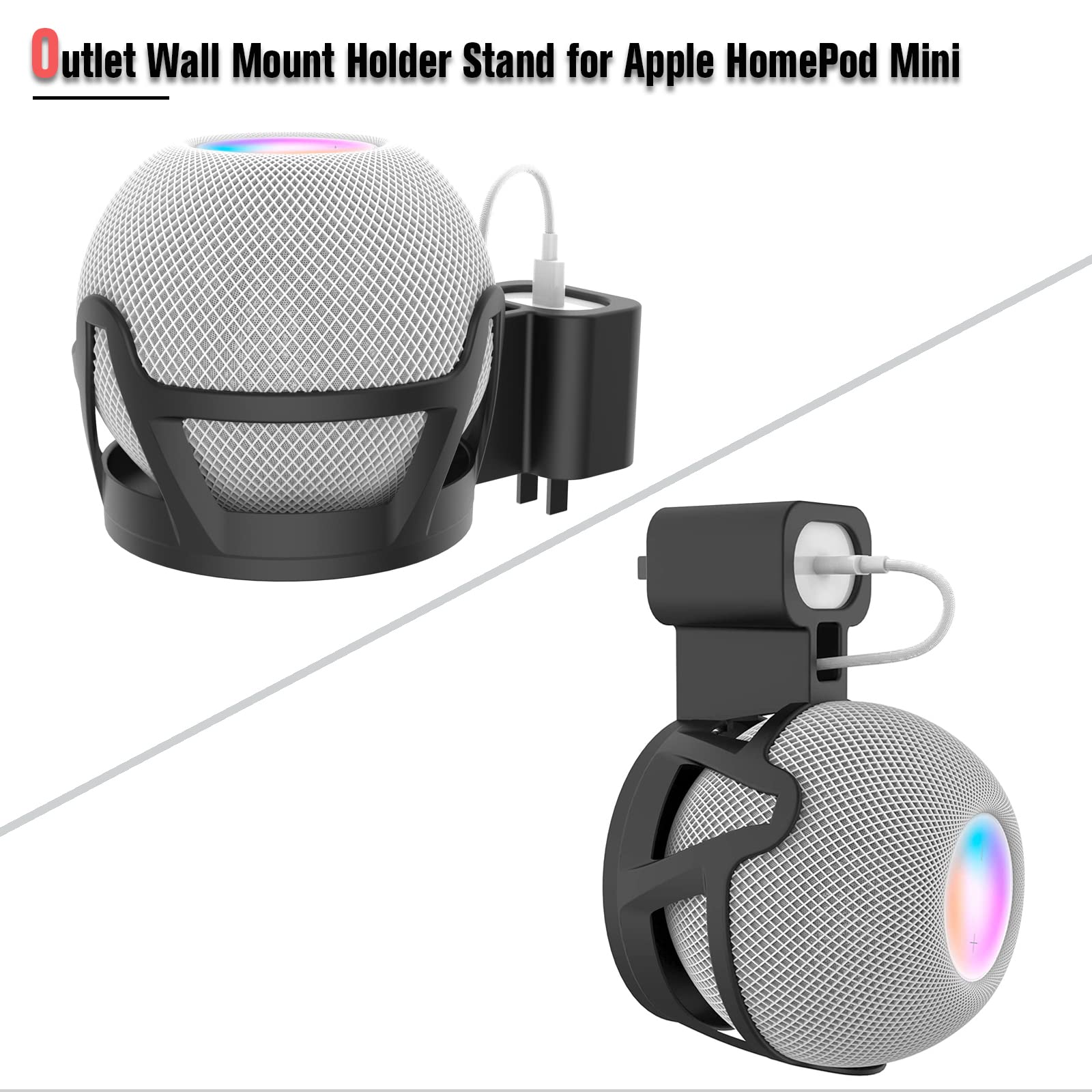 Heymoontong Outlet Wall Mount Holder Stand Fits For Apple Homepod Mini, A Space Saving Accessory For Homepod Mini Smart Home Spe