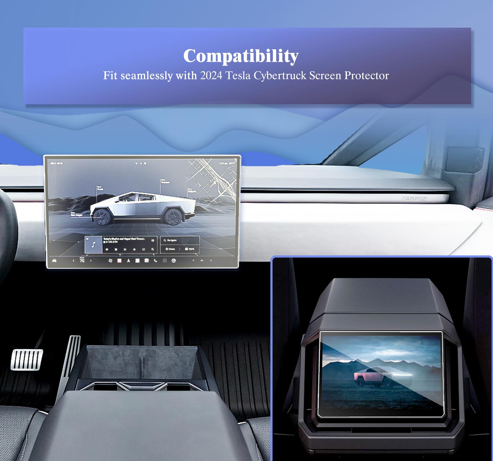 2Pcs 2024 Tesla Cybertruck Screen Protector Matte For 2024 Tesla Cybertruck Accessories 2024 Cybertruck Nav. 18.5&Rear Seat 9.4
