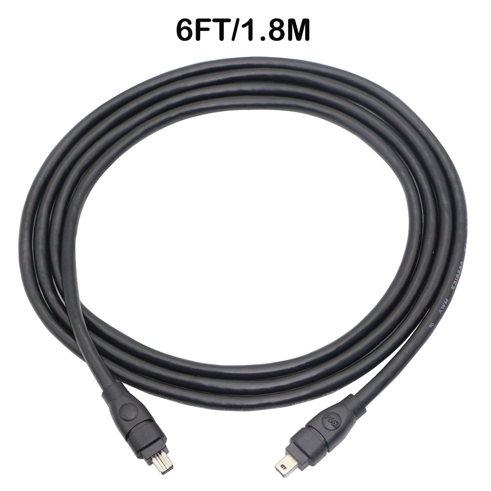 Gintooyun Firewire 400 Cable Cord 4 Pin To 4 Pin Male To Male Ilink Dv Cable Firewire 400 Ieee 1394 Cord For Computer Laptop Pc To Camcorder   6 Feet Black