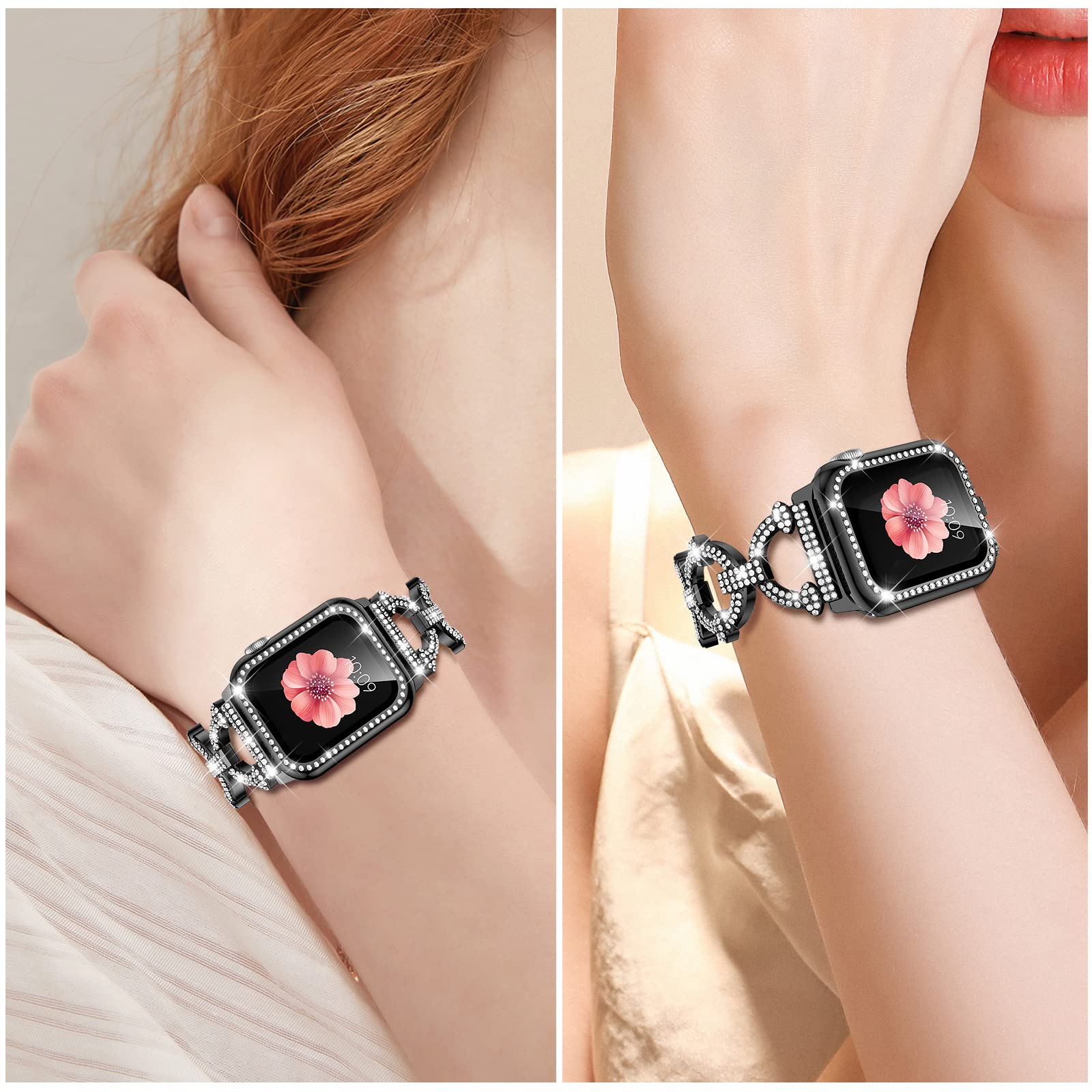 Mesime Compatible With Apple Watch Band 38Mm 40Mm 41Mm 42Mm 44Mm 45Mm , Women Girl Bling Diamond Jewelry Metal Strap Bands With