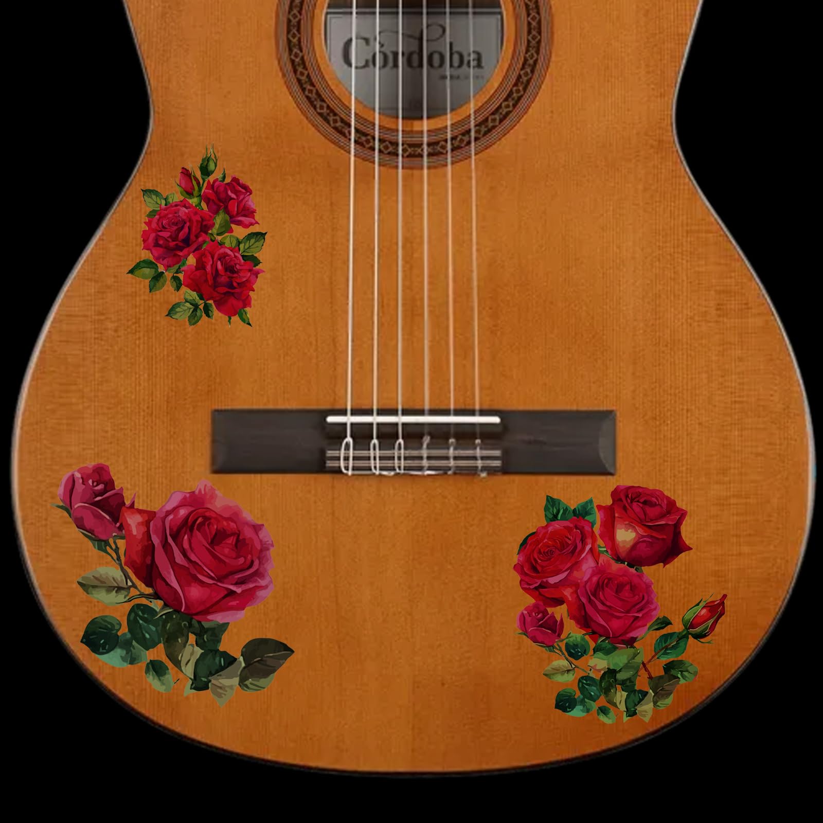 PLIGREAT Red Rose Guitar Headstock Guard Stickers - PVC Decals for Guitar & Bass, Model JT-PL0001-10-US32, DIY Gifts & Decoration