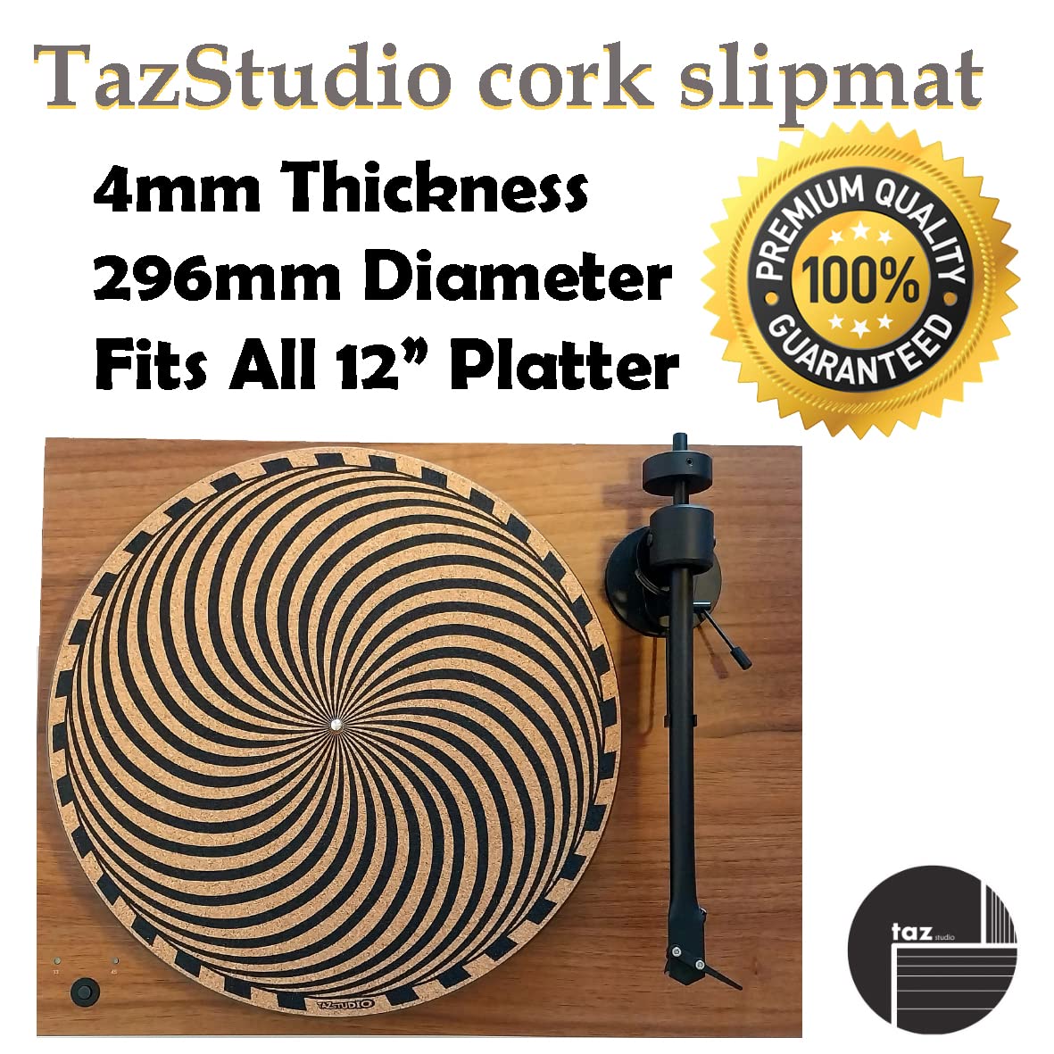 Tazstudio Premium Slipmat   Cork Turntable Mat For Better Sound Support On Vinyl Lp Record Player   Cork Mat Original Art Design