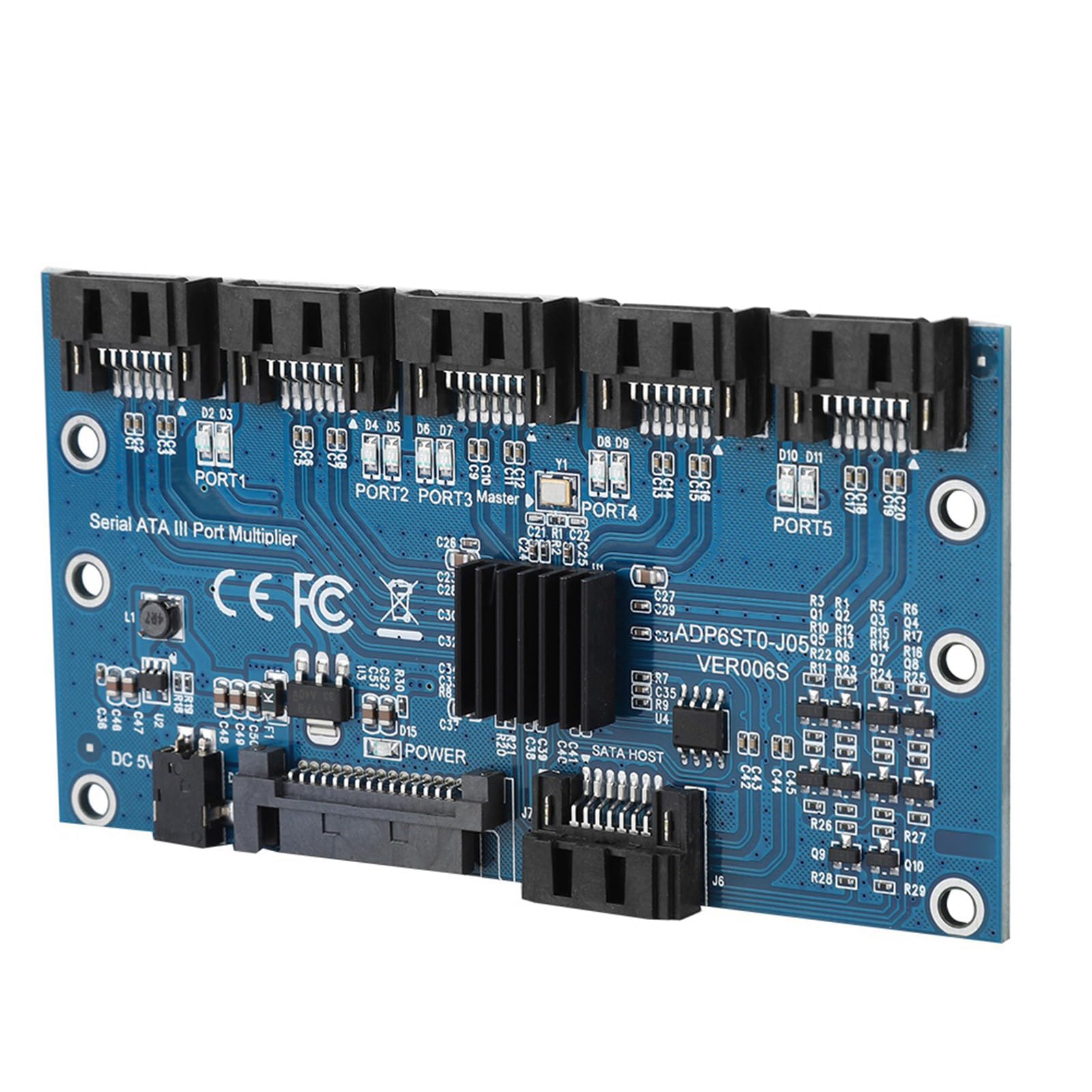 SATA3.0 1 to 5 Hard Disks Multiplier Adapter Converter Motherboard 6Gbps Interface Riser Support PM, JMICRON, ADP6ST0 J05, ADP6S