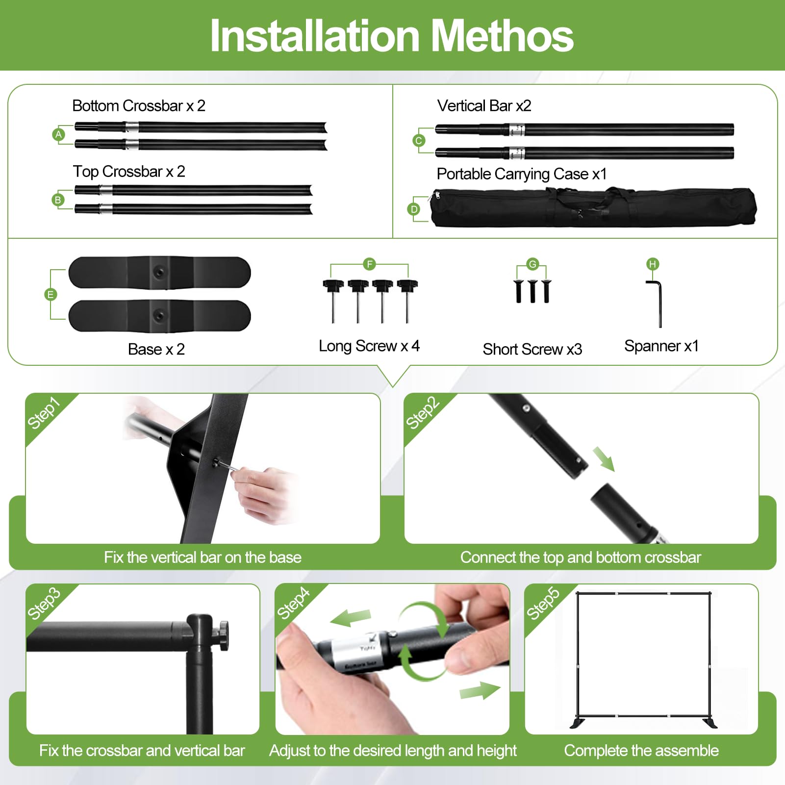 Fudesy 10X10 Ft Backdrop Banner Stand, Heavy Duty Adjustable Background Stand Kit With Carrying Bag, Step And Repeat Photography