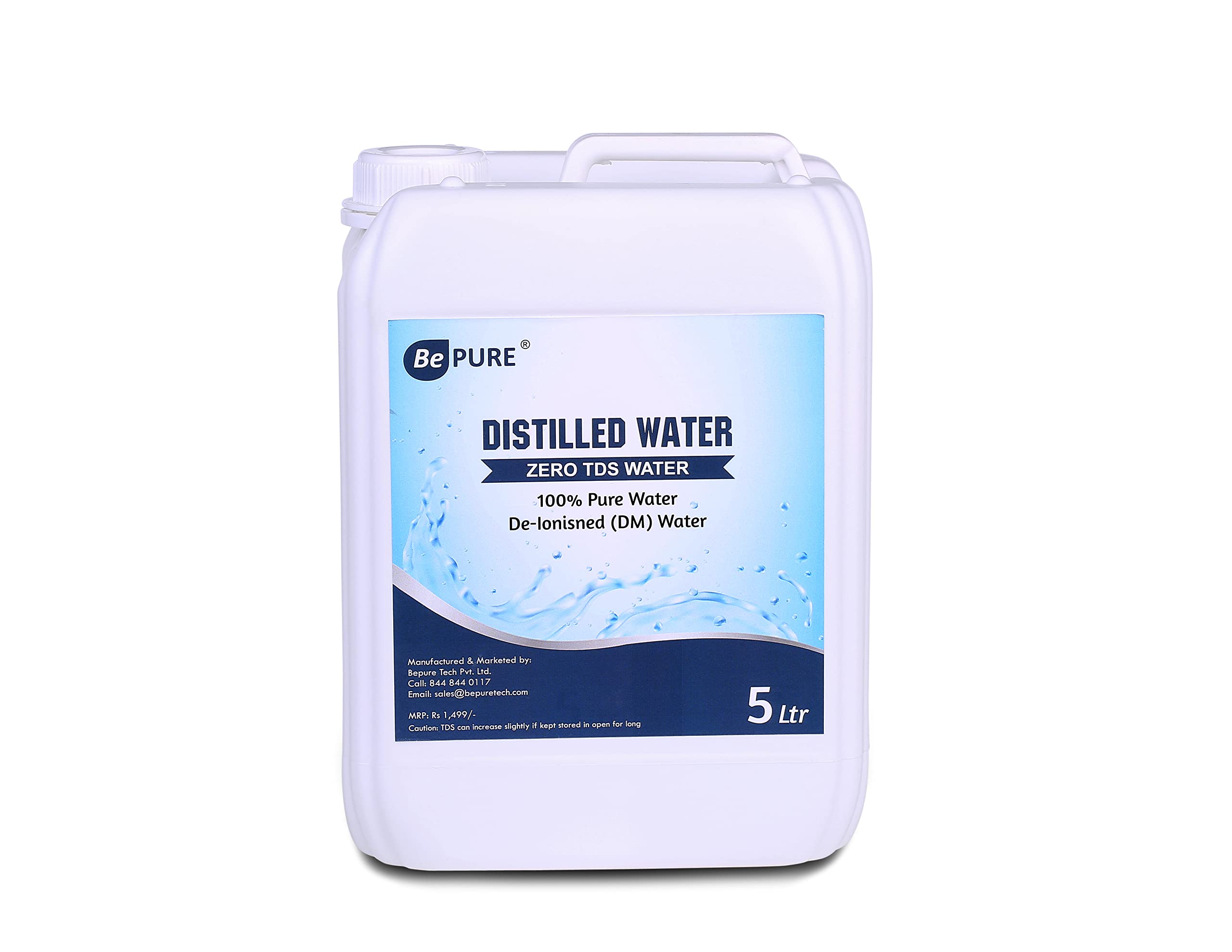 Bepure Distilled Water 5L Ultrapure With 0 Tds For Battery| Humidifiers | Inverter Battery | Cosmetics | Oxygen Concentrators |