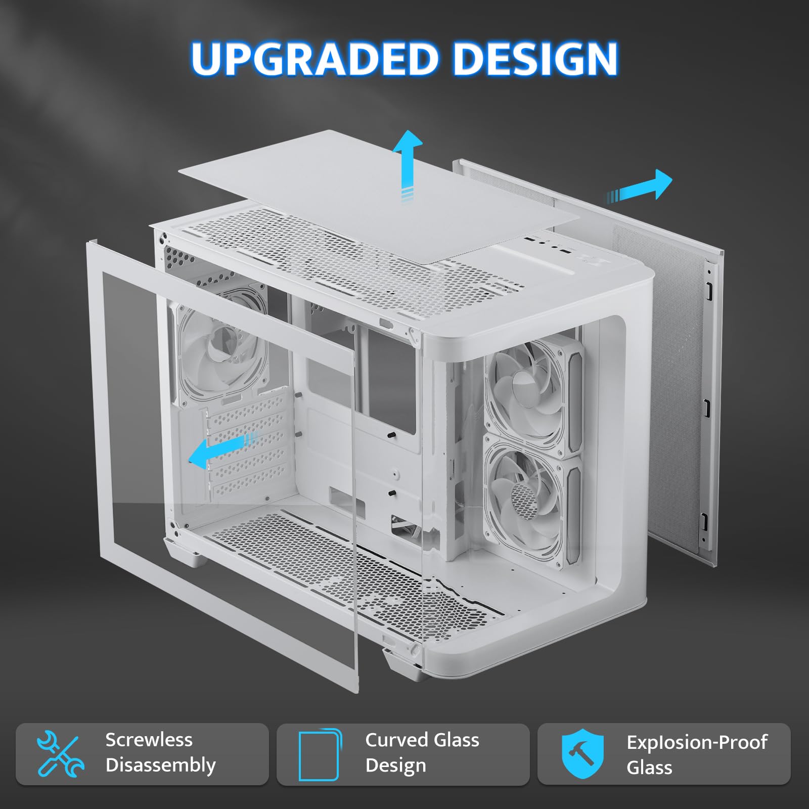 Darkflash Micro Atx Gaming Pc Case, Matx Pc Case With 3 X 120Mm Argb Fans, Panoramic View Dual Tempered Curve Glass Computer Cas