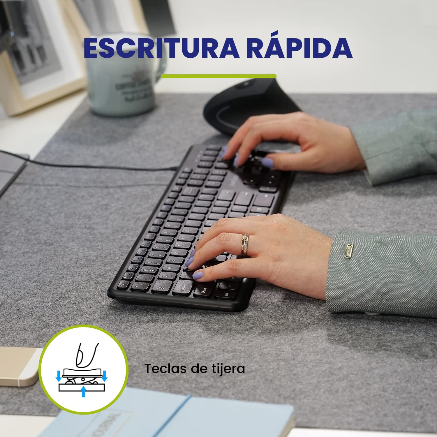 Perixx Periboard 210 Teclado Full Size Con Cable, Diseo Ultra Delgado Y Teclas Silenciosas, Para Ordenador, Laptop, Pc Y Escrito