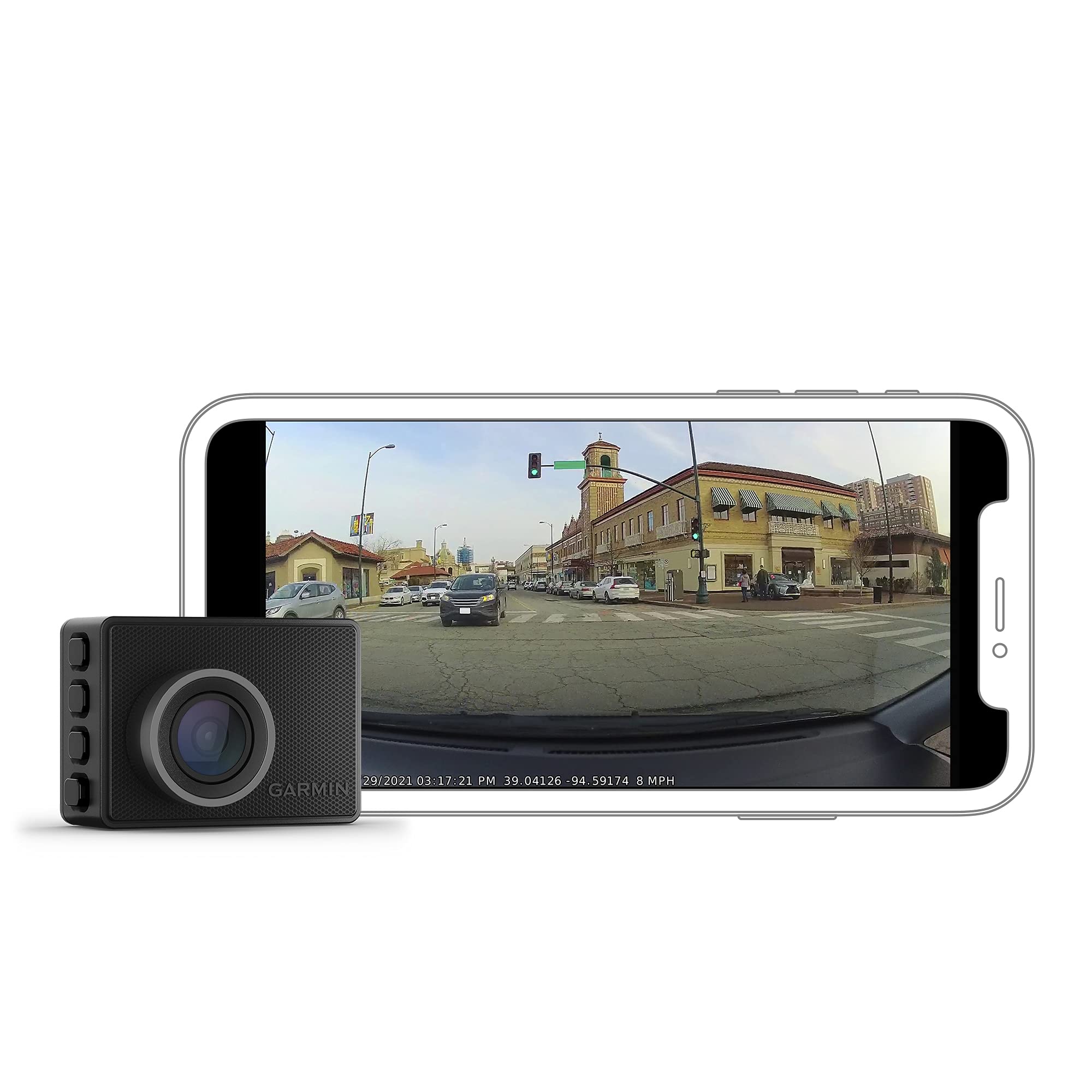Garmin Dash Cam 47, 1080P And 140 Degree Fov, Monitor Your Vehicle While Away W/ New Connected Features, Voice Control, Compact