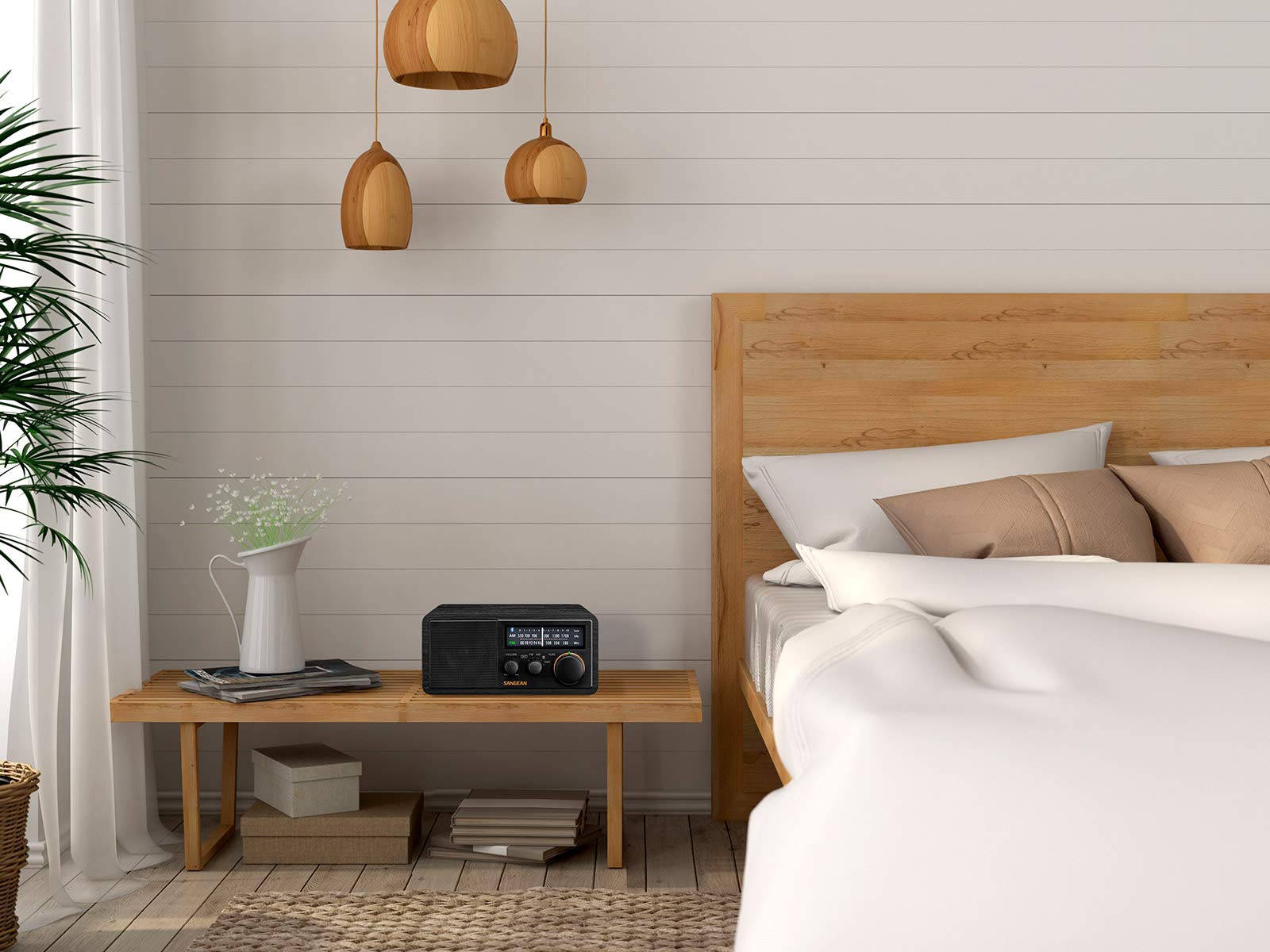 Sangean Sg 118 Retro Am/Fm Bluetooth Wooden Cabinet Radio