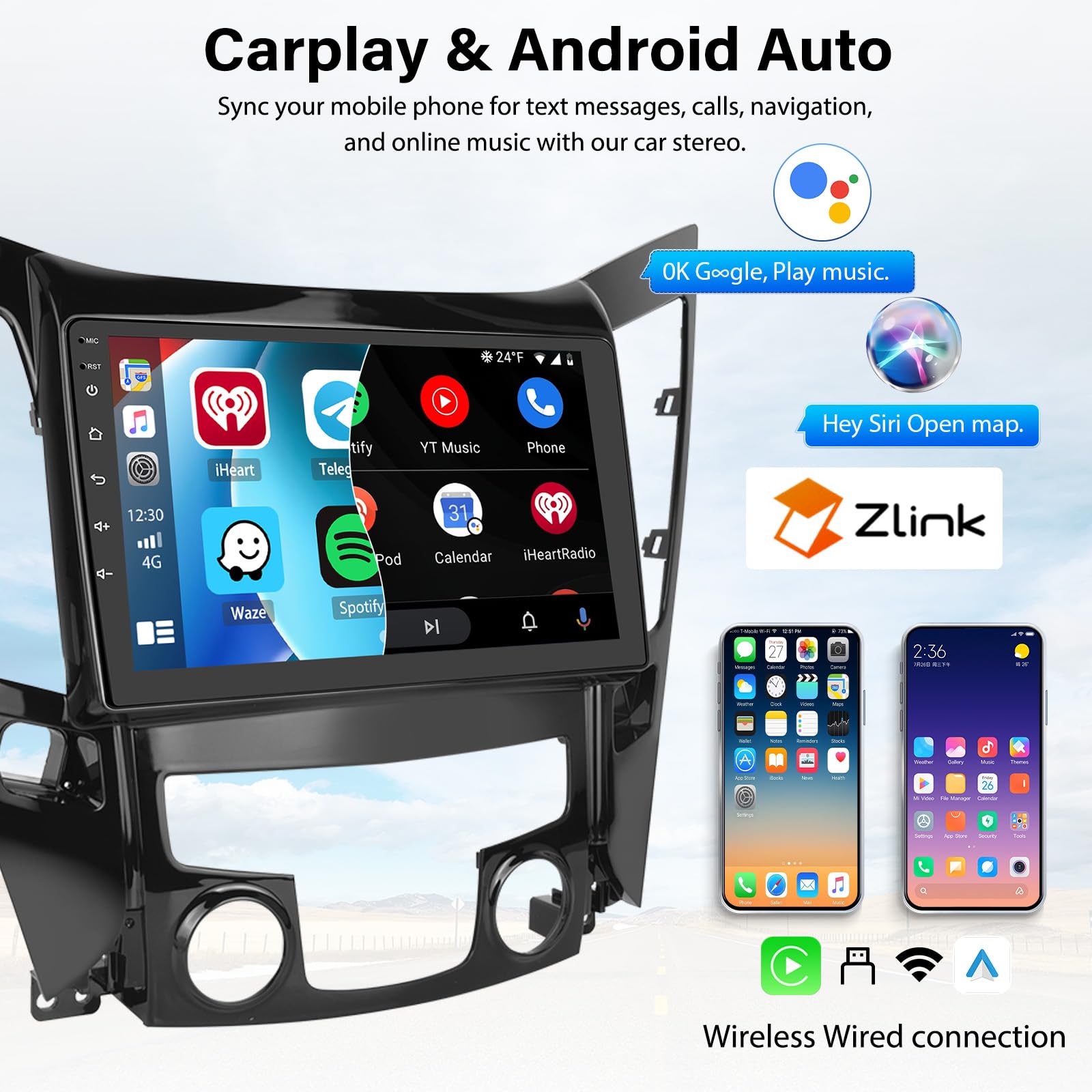 2G+32G For Hyundai Sonata 2010 2015 Radio Android 13 Car Stereo Wireless Apple Carplay Android Auto Mirror Link Gps Navigation 9