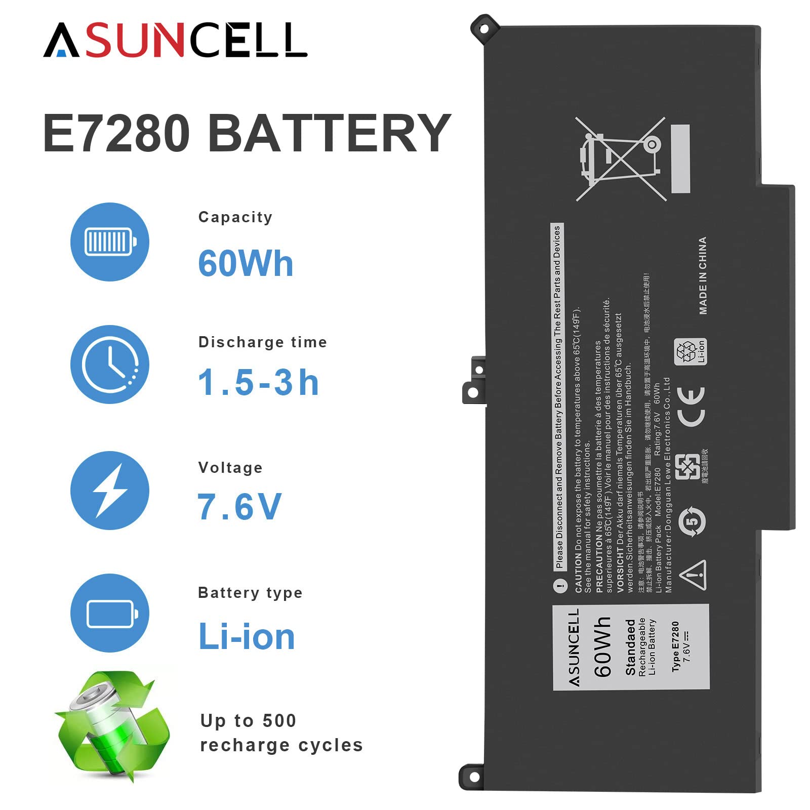 Asuncell 60Wh F3Ygt Battery For Dell Latitude 7480 7490 7390 7290 7280 7380 E7280 E7290 E7380 12 7000 13 7000 14 7000 Series P73
